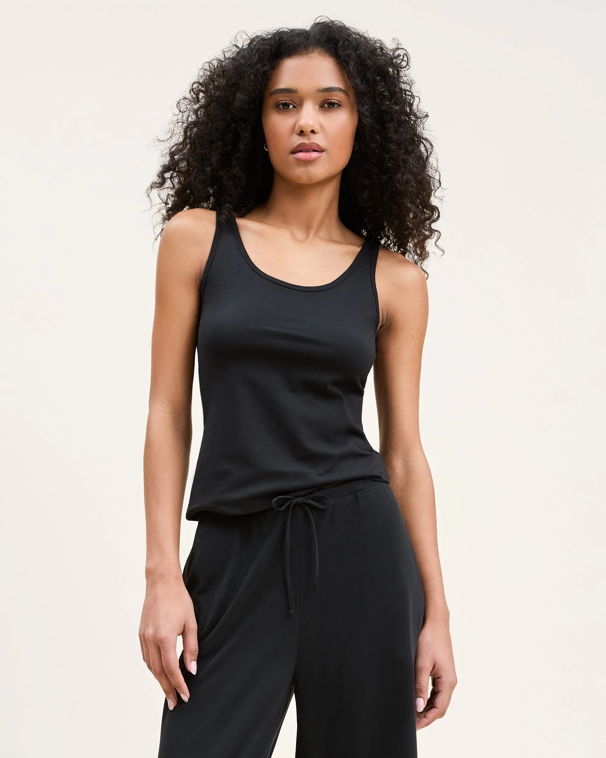 Women's Pima Scoop Tank in Black sold by Petite Plume product image thumbnail 5