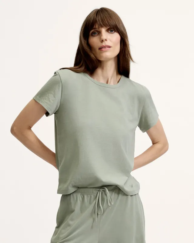 Women's Pima Essential Crew Neck Tee in Sage sold by Petite Plume