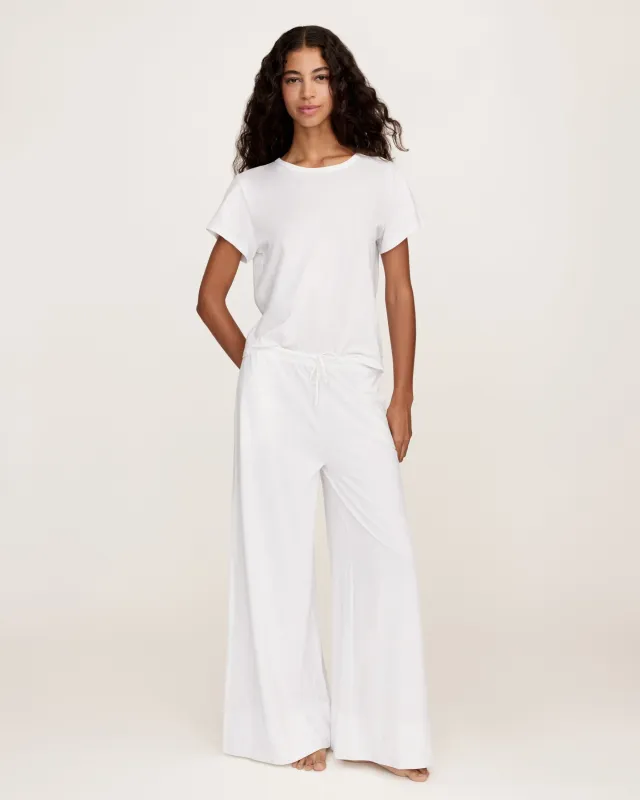 Women's Pima Wide-Leg Lounge Pant in White sold by Petite Plume