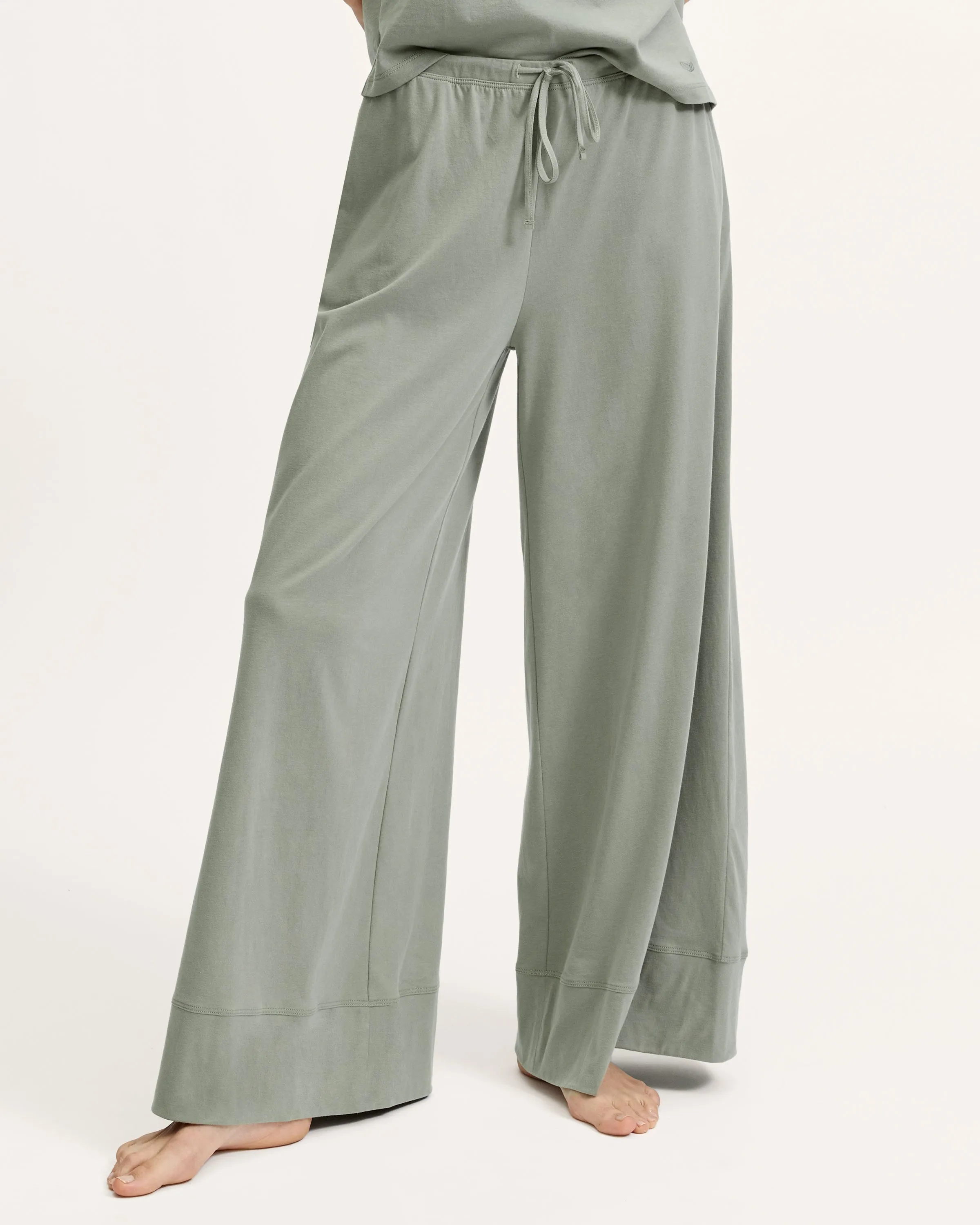 Women's Pima Wide-Leg Lounge Pant in Sage sold by Petite Plume product image thumbnail 2