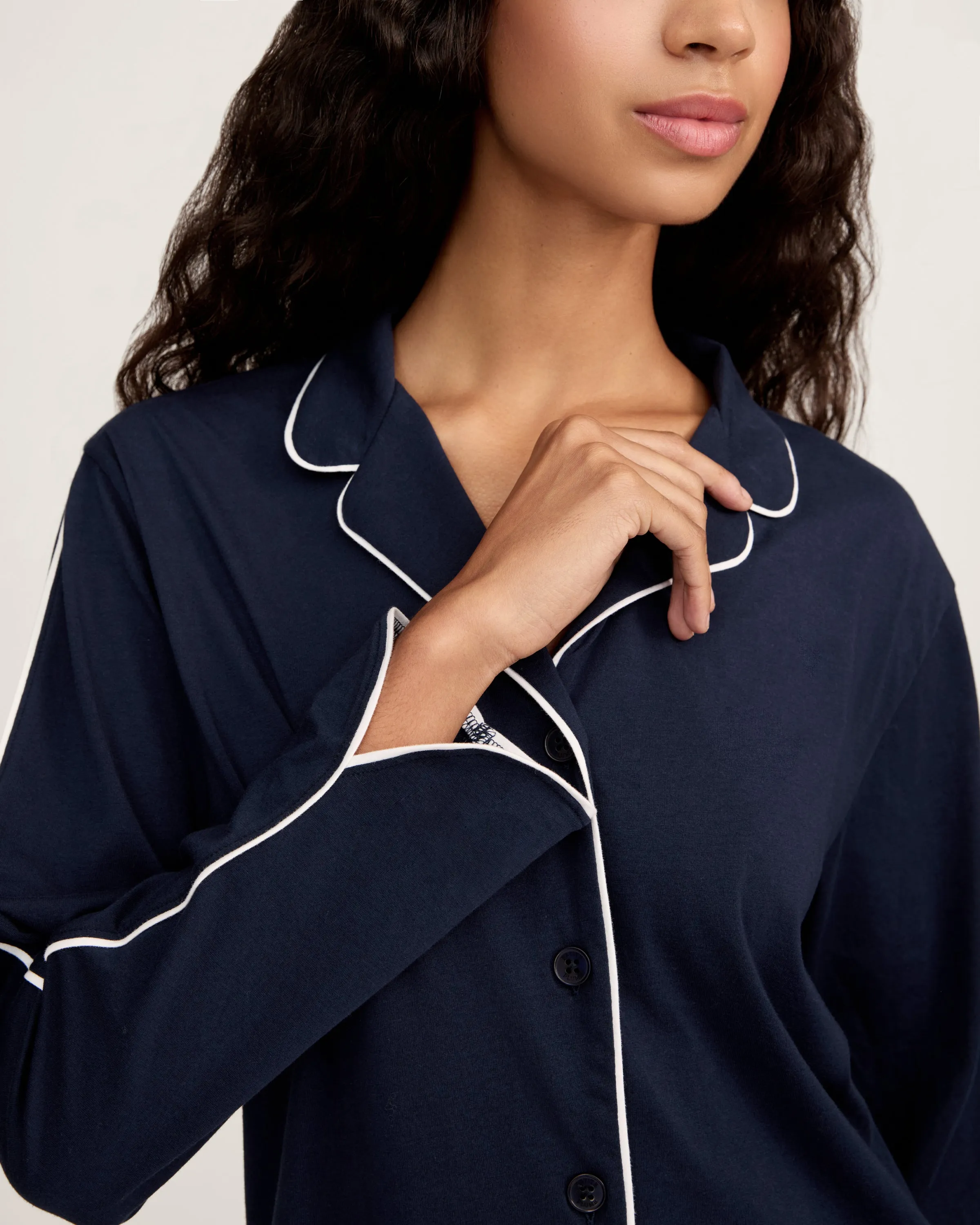The Margaux Pima Pajama Set in Navy sold by Petite Plume product image thumbnail 2