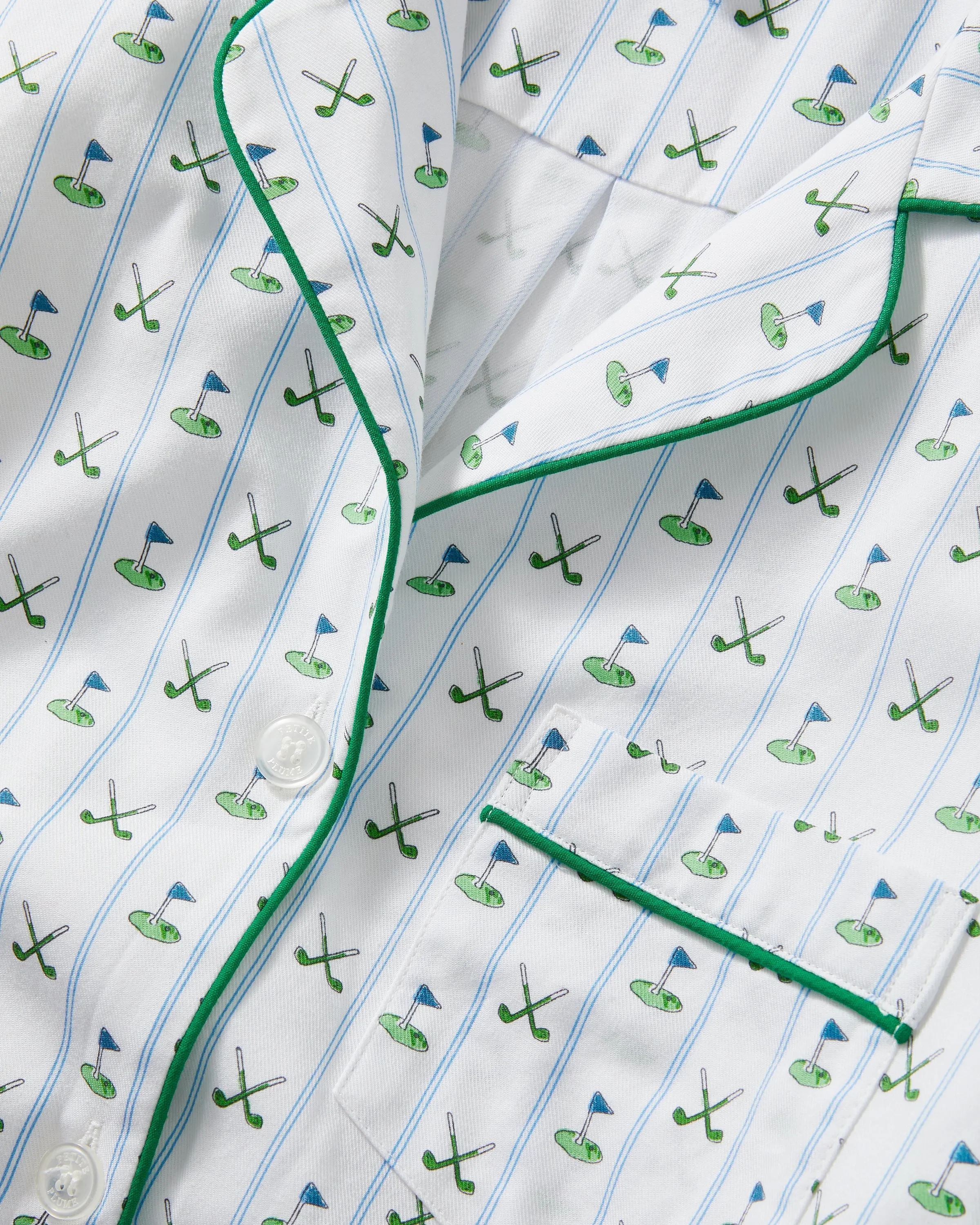 Women's Twill Pajama Set in Fairway Stripe sold by Petite Plume product image thumbnail 2