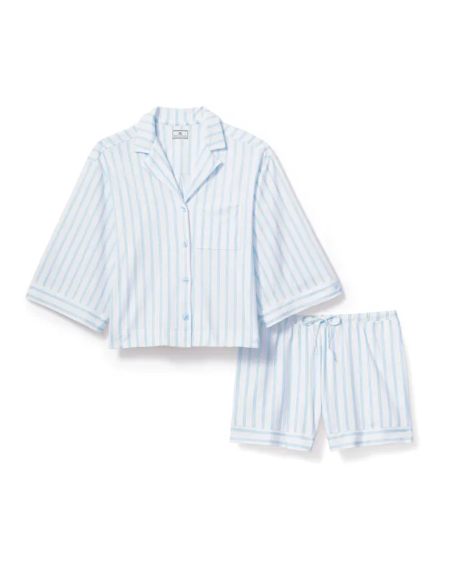 The Olivia Pima Short Set in Periwinkle Stripe made by Petite Plume