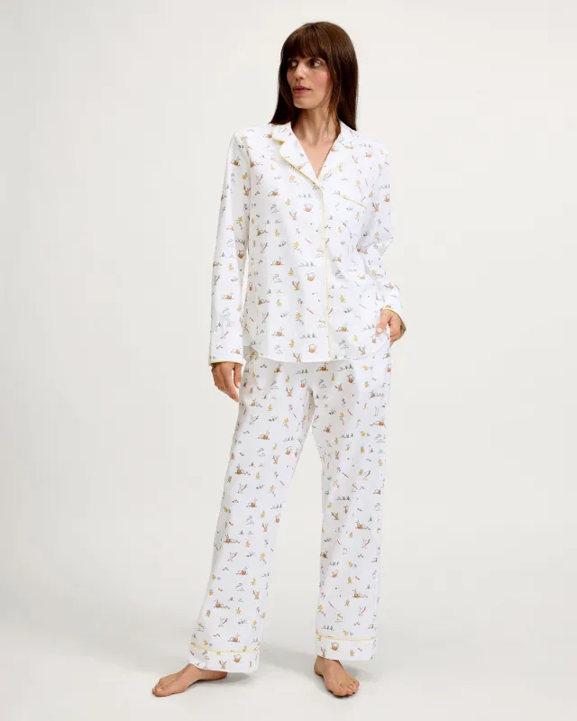 Women's Twill Pajama Set in Easter Frolic made by Petite Plume