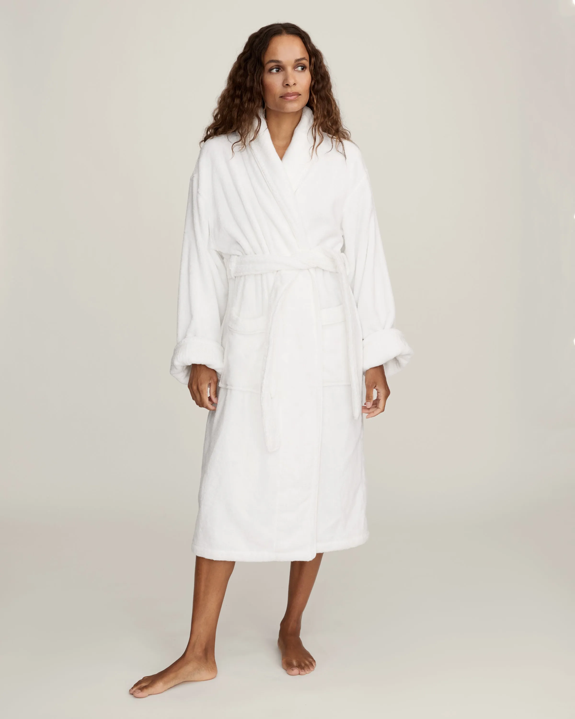 Unisex Luxe Terry Robe in White sold by Petite Plume product image thumbnail 2