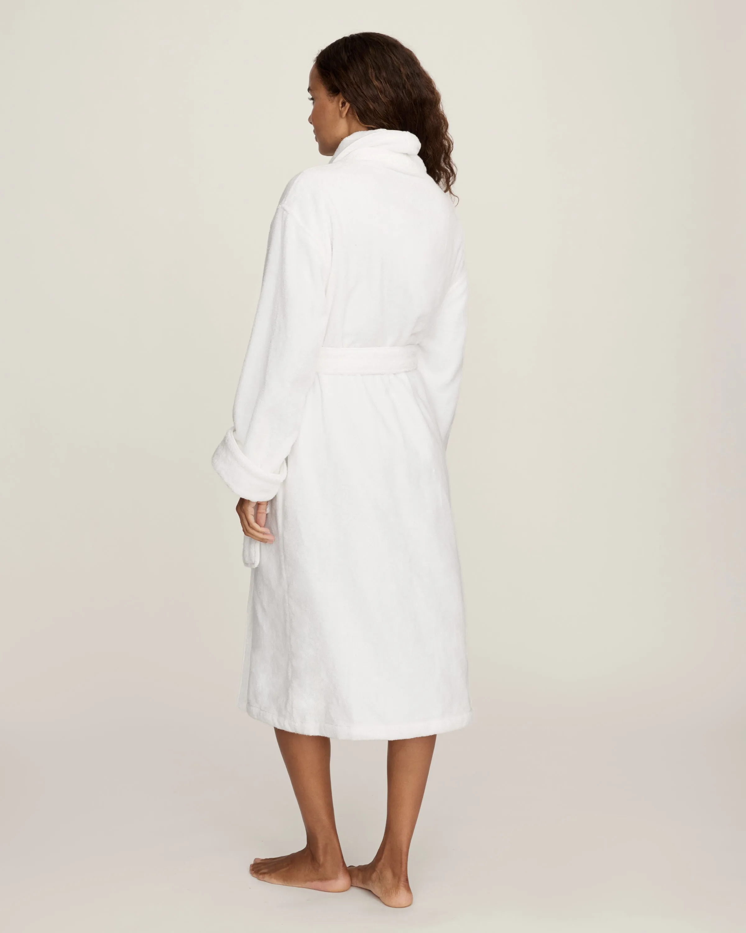 Unisex Luxe Terry Robe in White sold by Petite Plume product image thumbnail 5