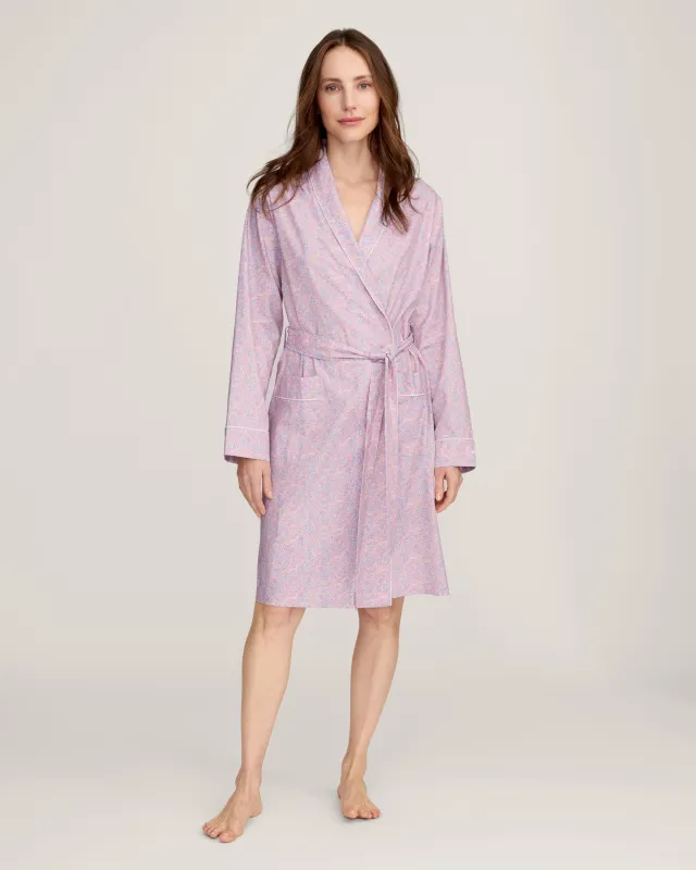 Women’s Twill Robe in Fleur Blush made by Petite Plume