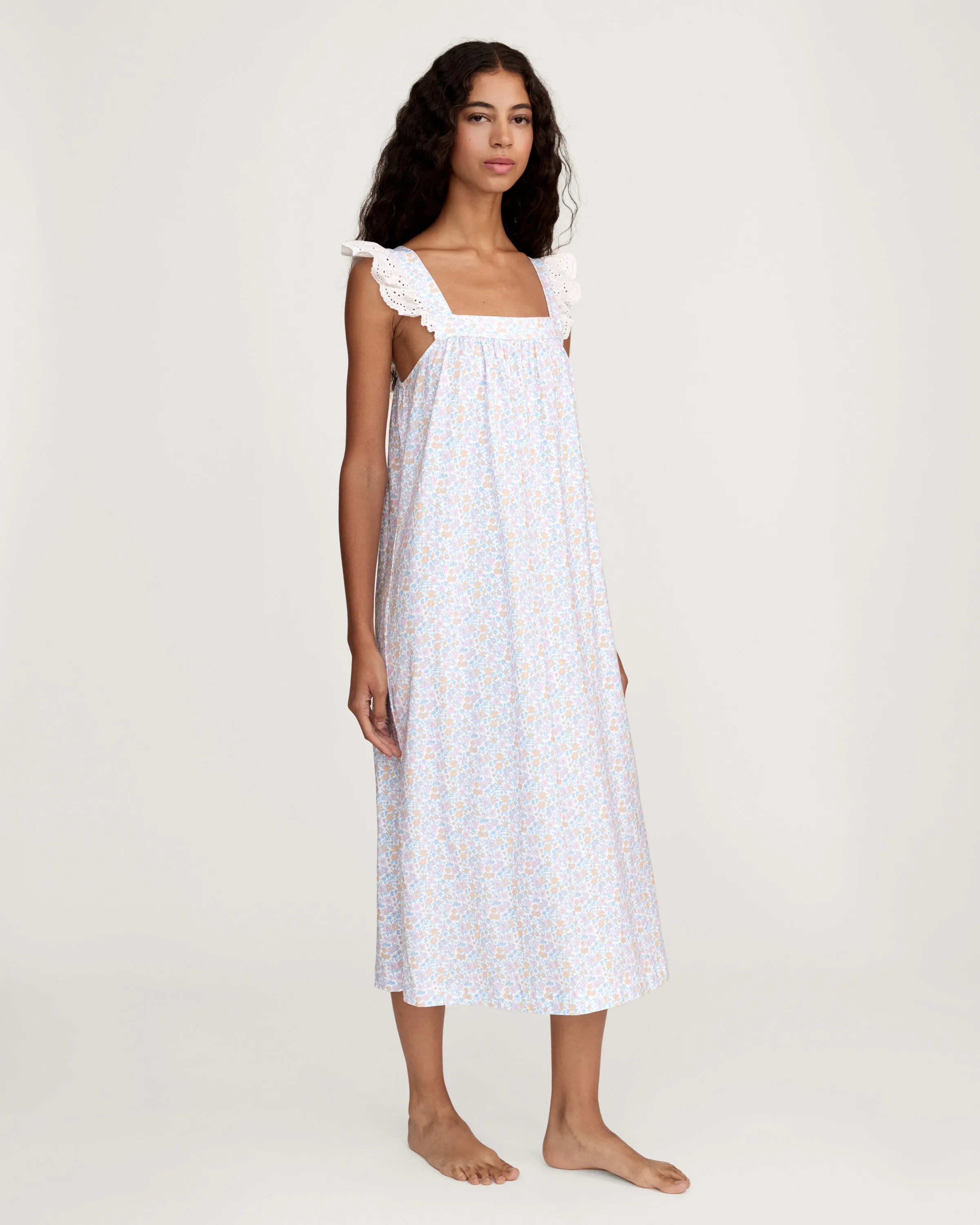 Women's Lightweight Pima Clara Nightgown in Fleur Blanche sold by Petite Plume product image thumbnail 3