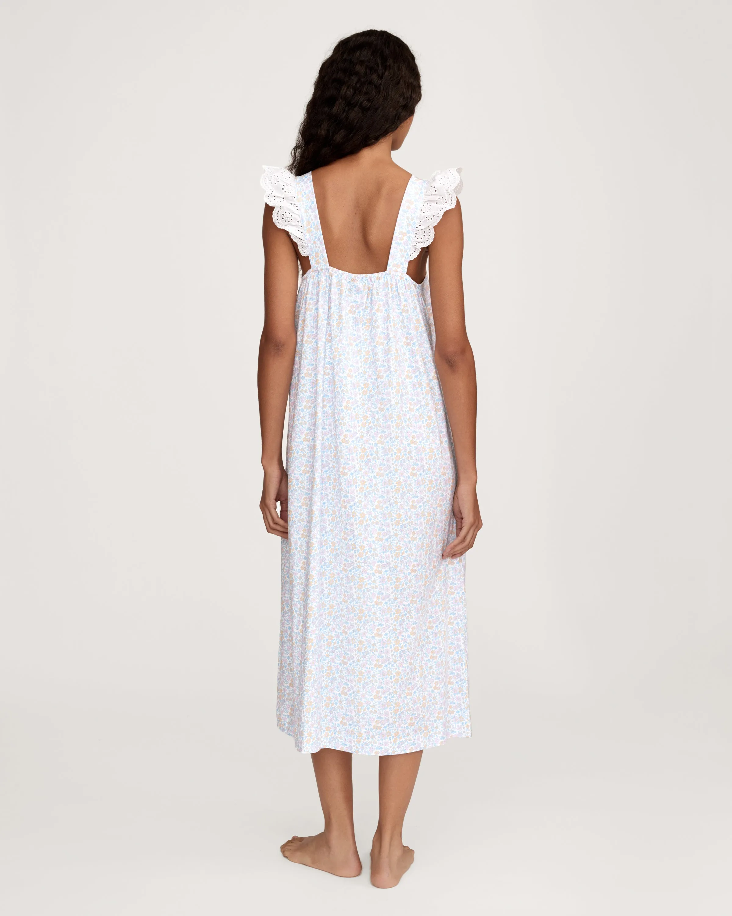 Women's Lightweight Pima Clara Nightgown in Fleur Blanche sold by Petite Plume product image thumbnail 4