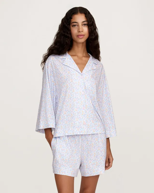 The Olivia Lightweight Pima Short Set in Fleur Blanche made by Petite Plume