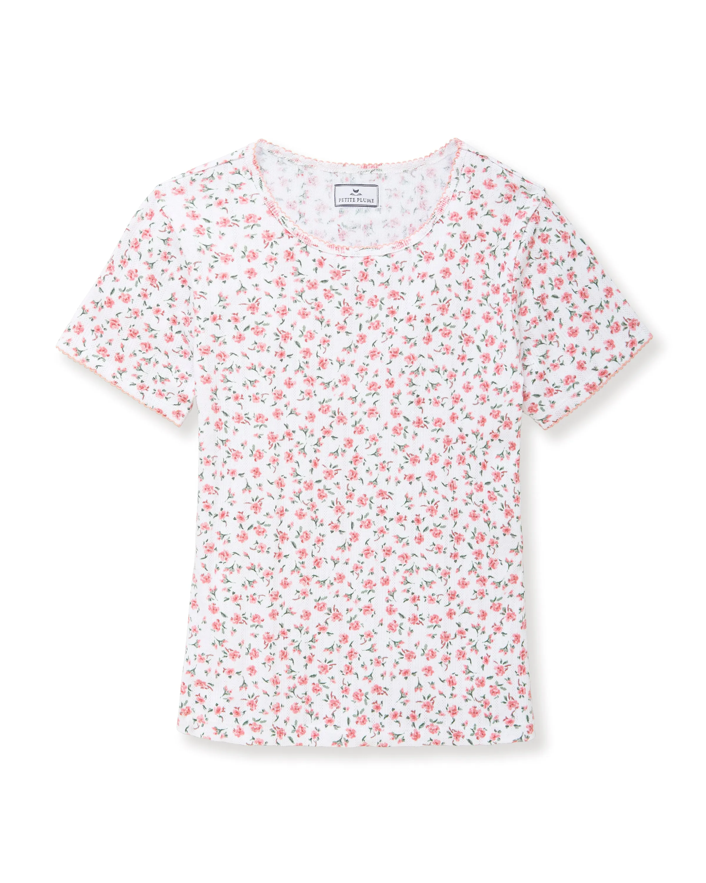 Women's Pointelle T-Shirt in Pink Floral sold by Petite Plume product image thumbnail 5