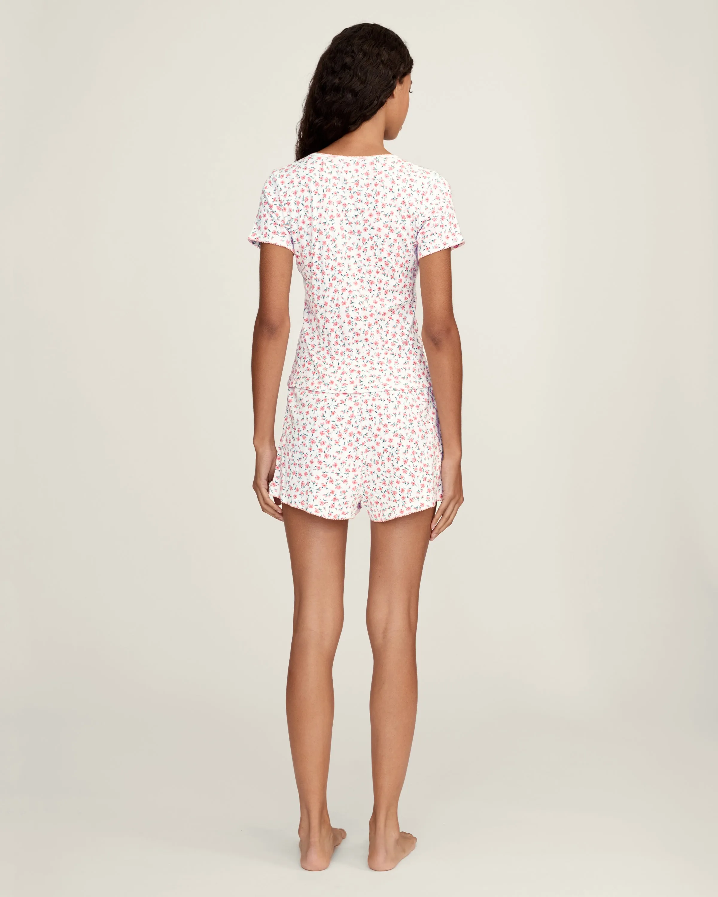 Women's Pointelle Shorts in Pink Floral sold by Petite Plume product image thumbnail 5