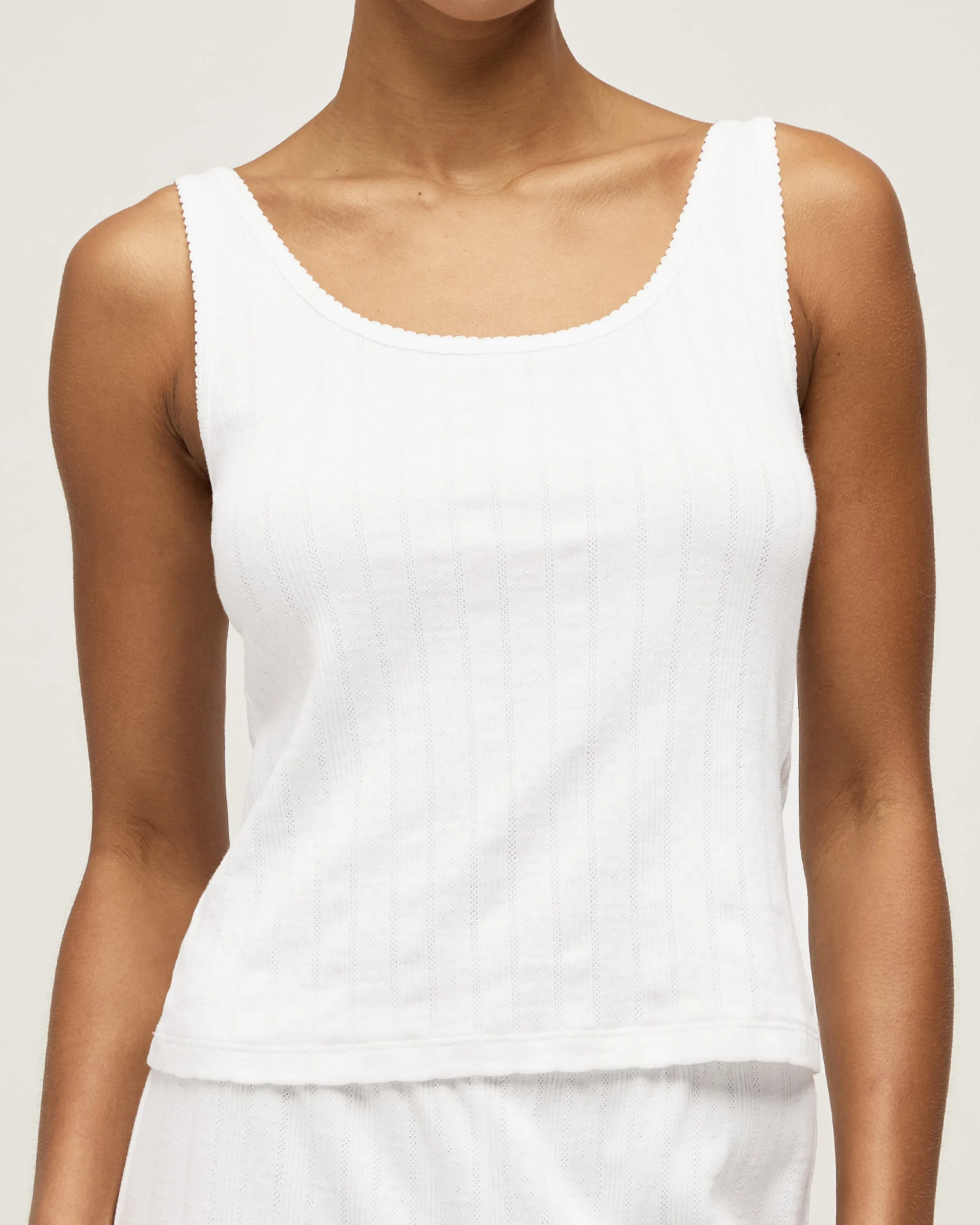 Women's Pointelle Tank in White sold by Petite Plume product image thumbnail 2