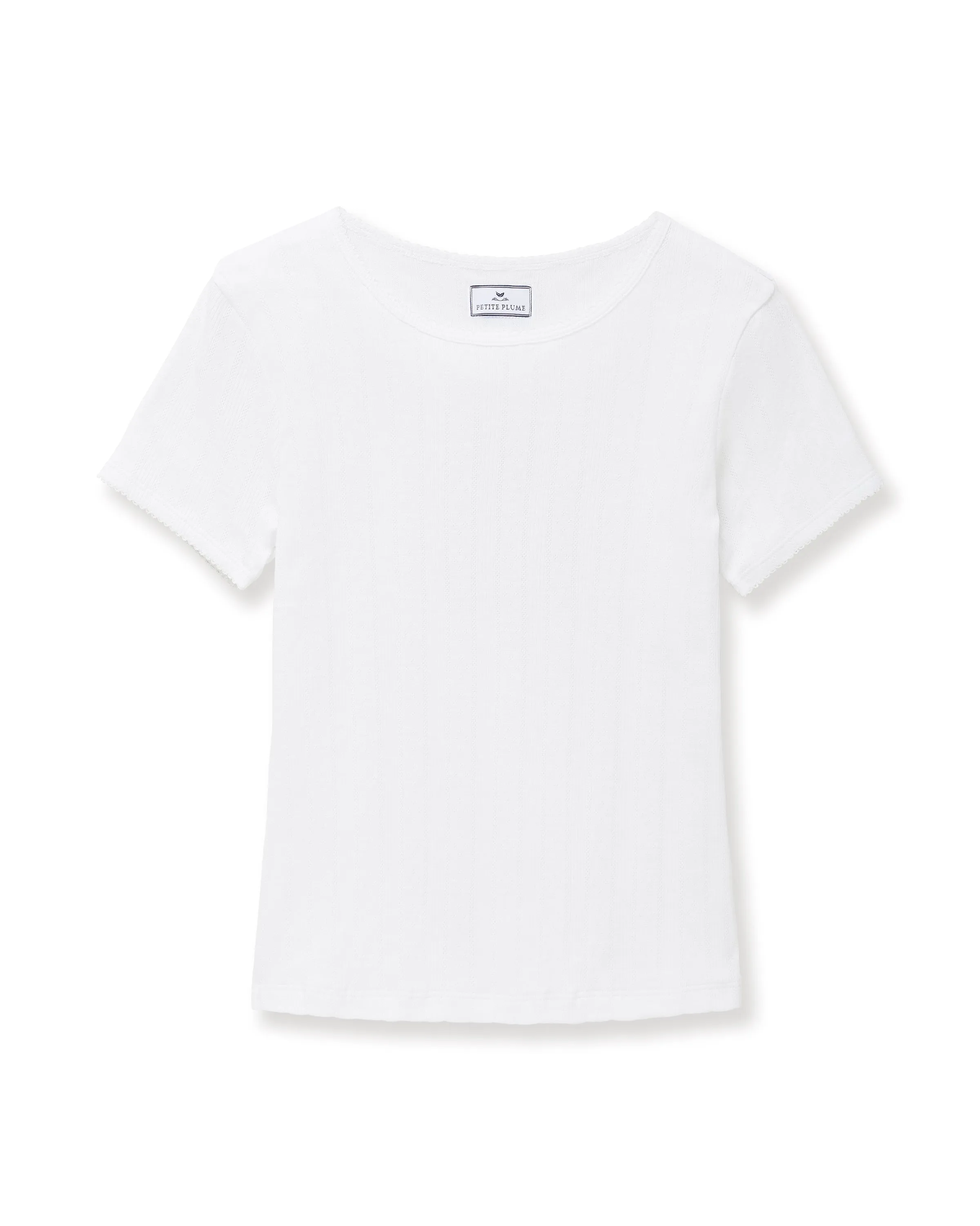 Women's Pointelle T-Shirt in White sold by Petite Plume product image thumbnail 5