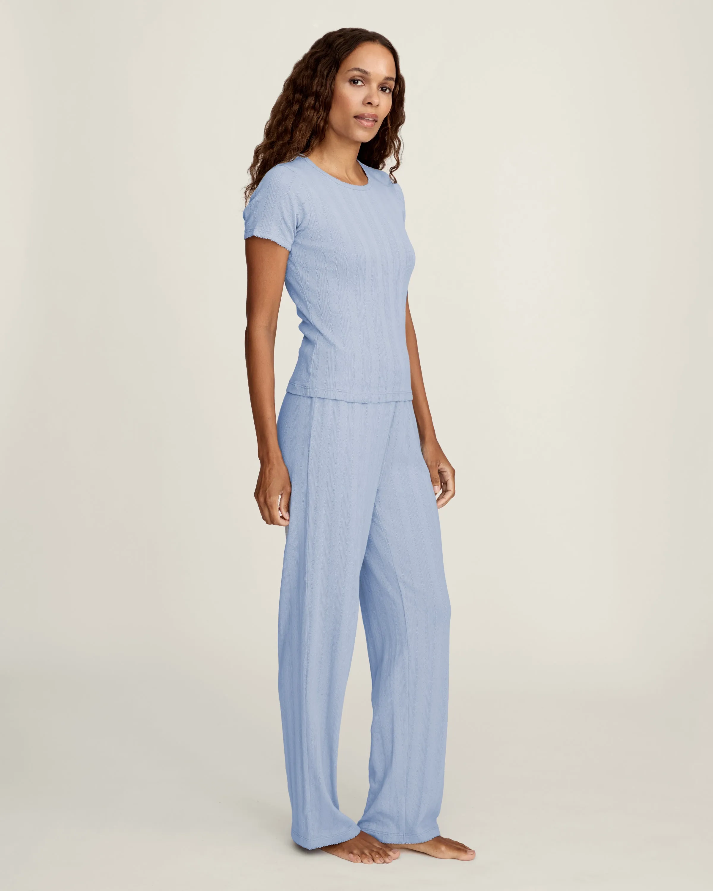 Women's Pointelle T-Shirt in Periwinkle sold by Petite Plume product image thumbnail 3