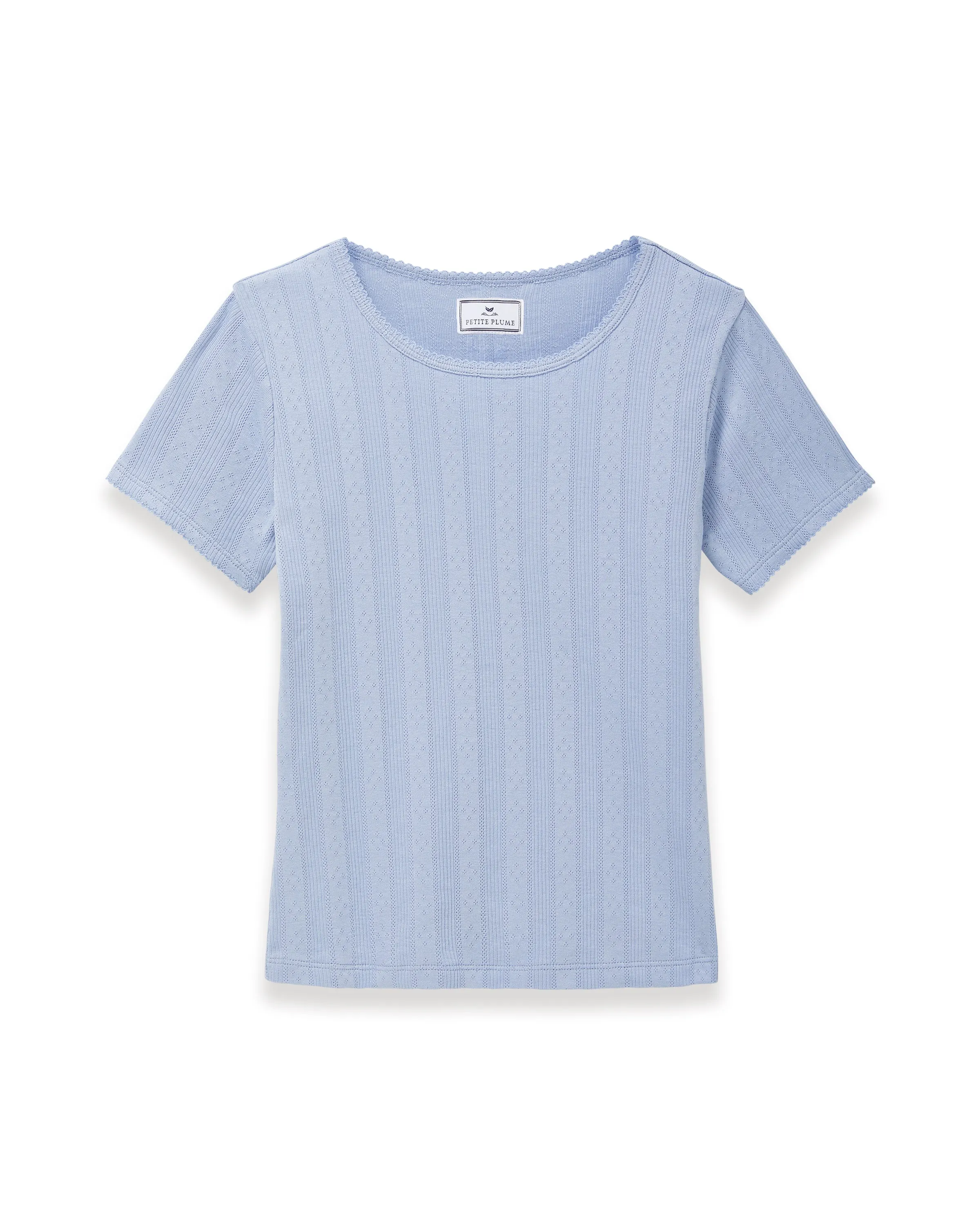 Women's Pointelle T-Shirt in Periwinkle sold by Petite Plume product image thumbnail 5