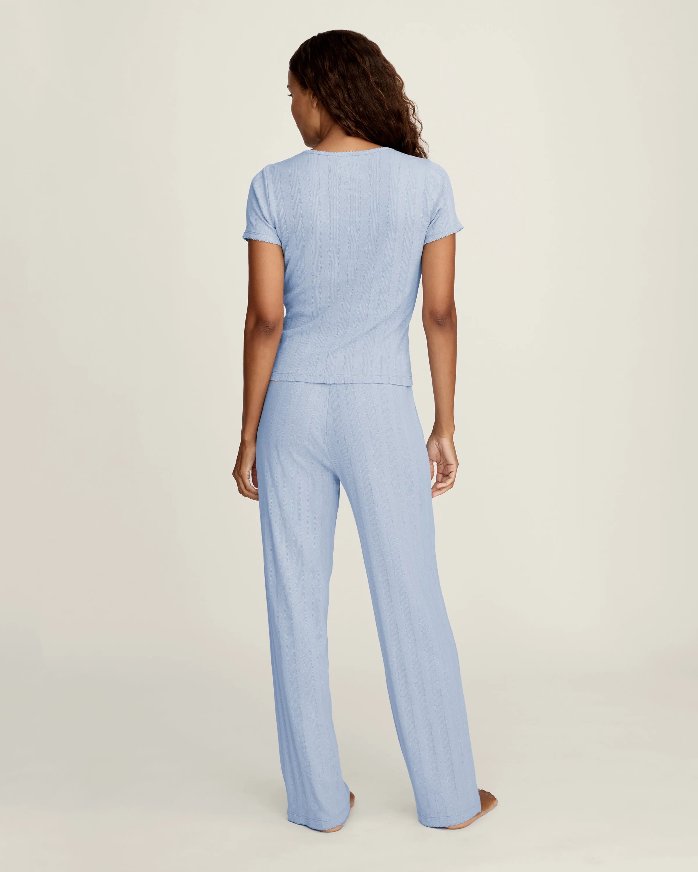 Women's Pointelle T-Shirt in Periwinkle sold by Petite Plume product image thumbnail 4