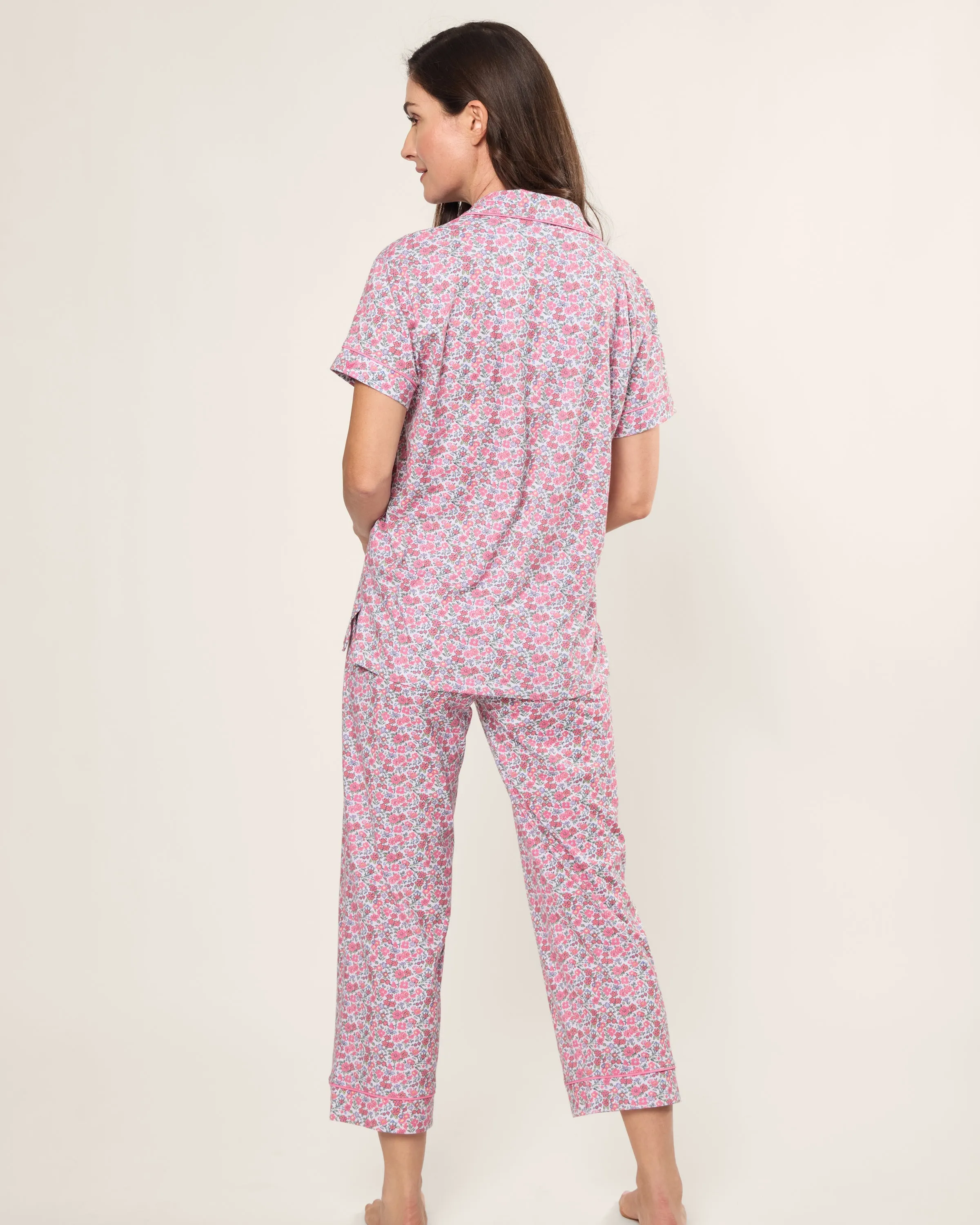 Women's Pima Cropped Pajama Set in Fleurs de Rose sold by Petite Plume product image thumbnail 4