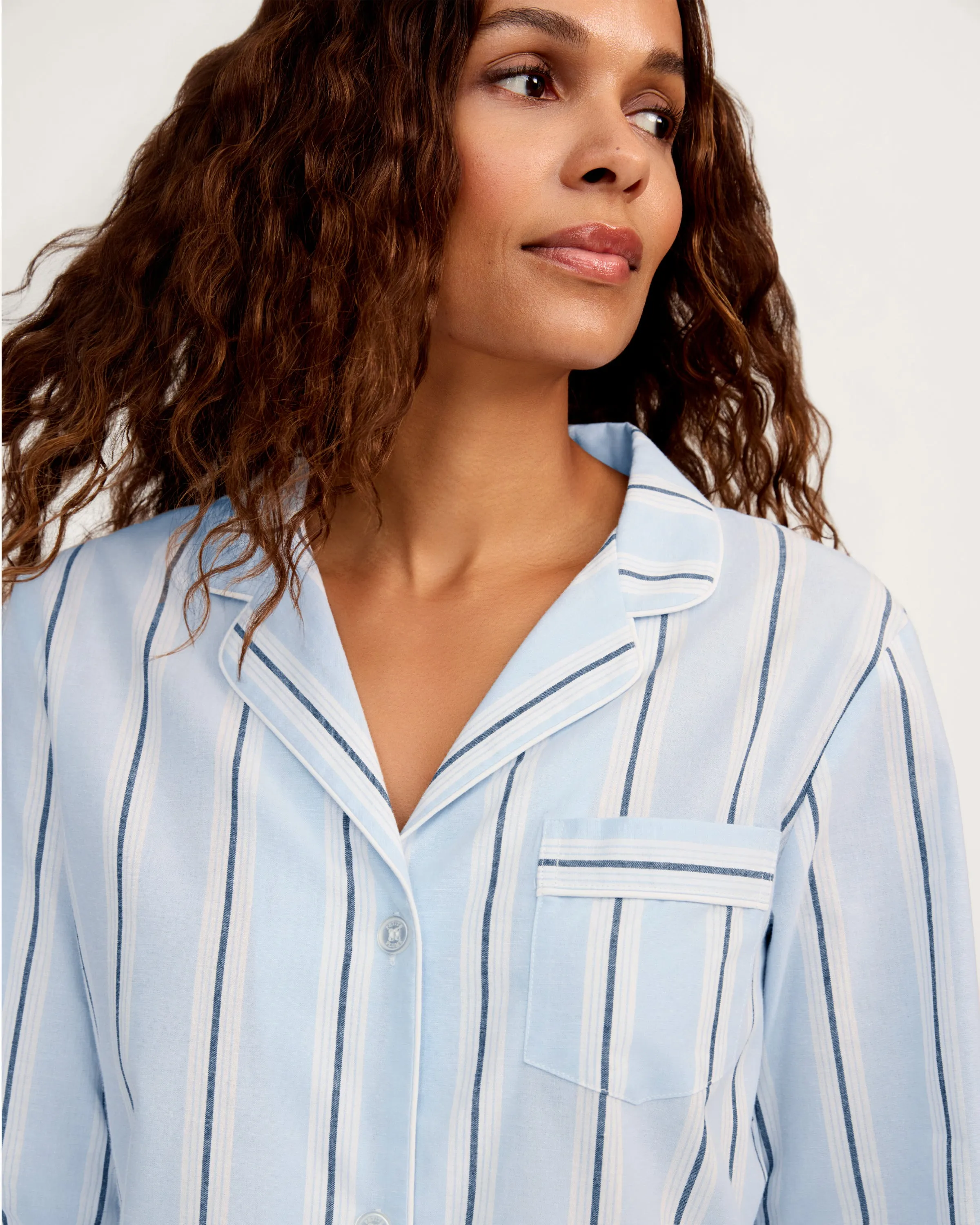 Women's Twill Nightshirt in Coastal Stripe sold by Petite Plume product image thumbnail 2