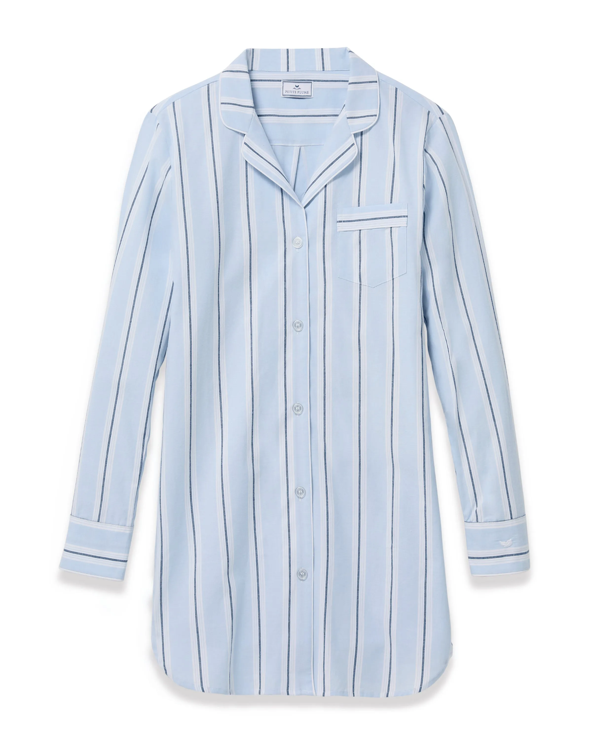 Women's Twill Nightshirt in Coastal Stripe sold by Petite Plume product image thumbnail 5