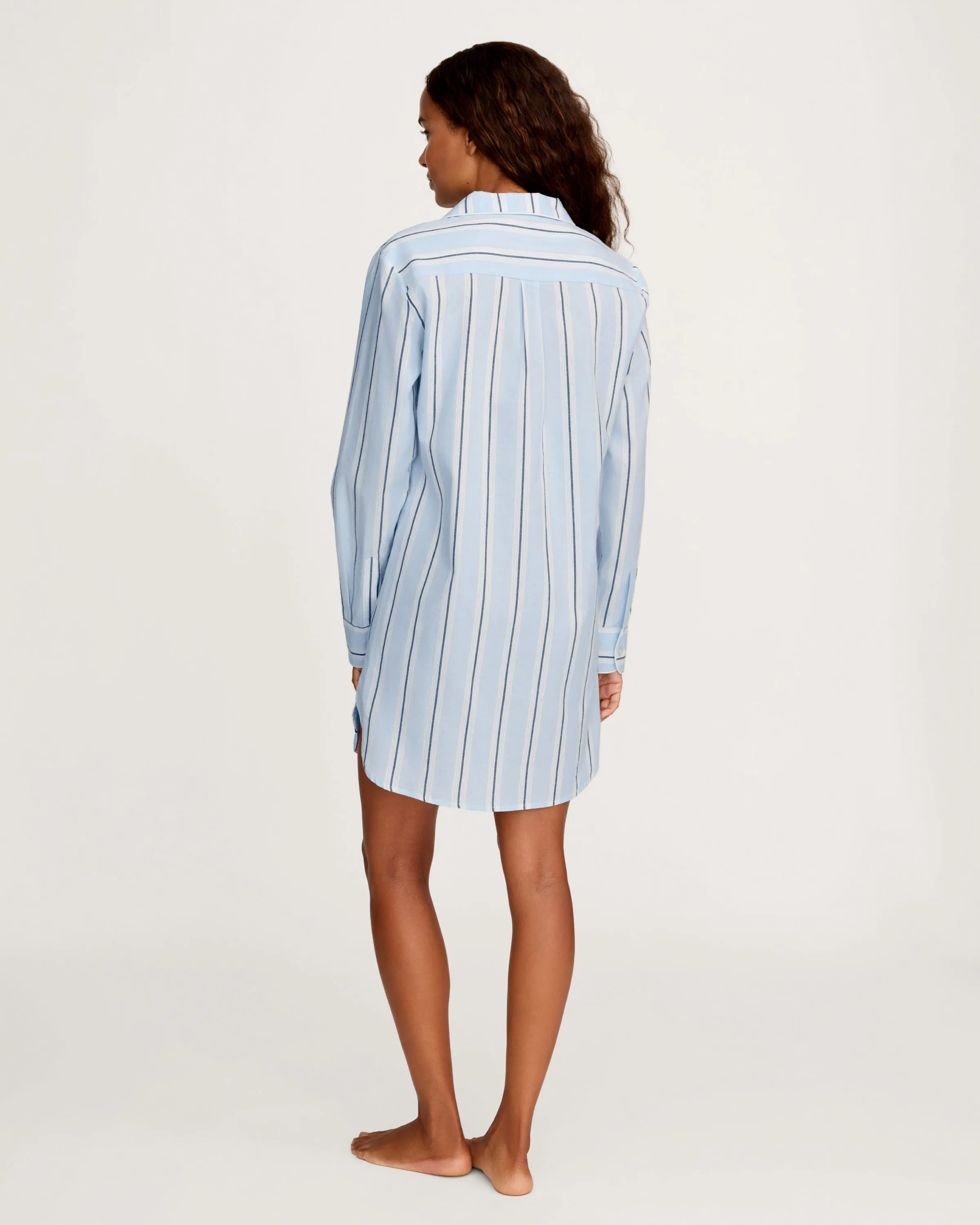 Women's Twill Nightshirt in Coastal Stripe sold by Petite Plume product image thumbnail 4