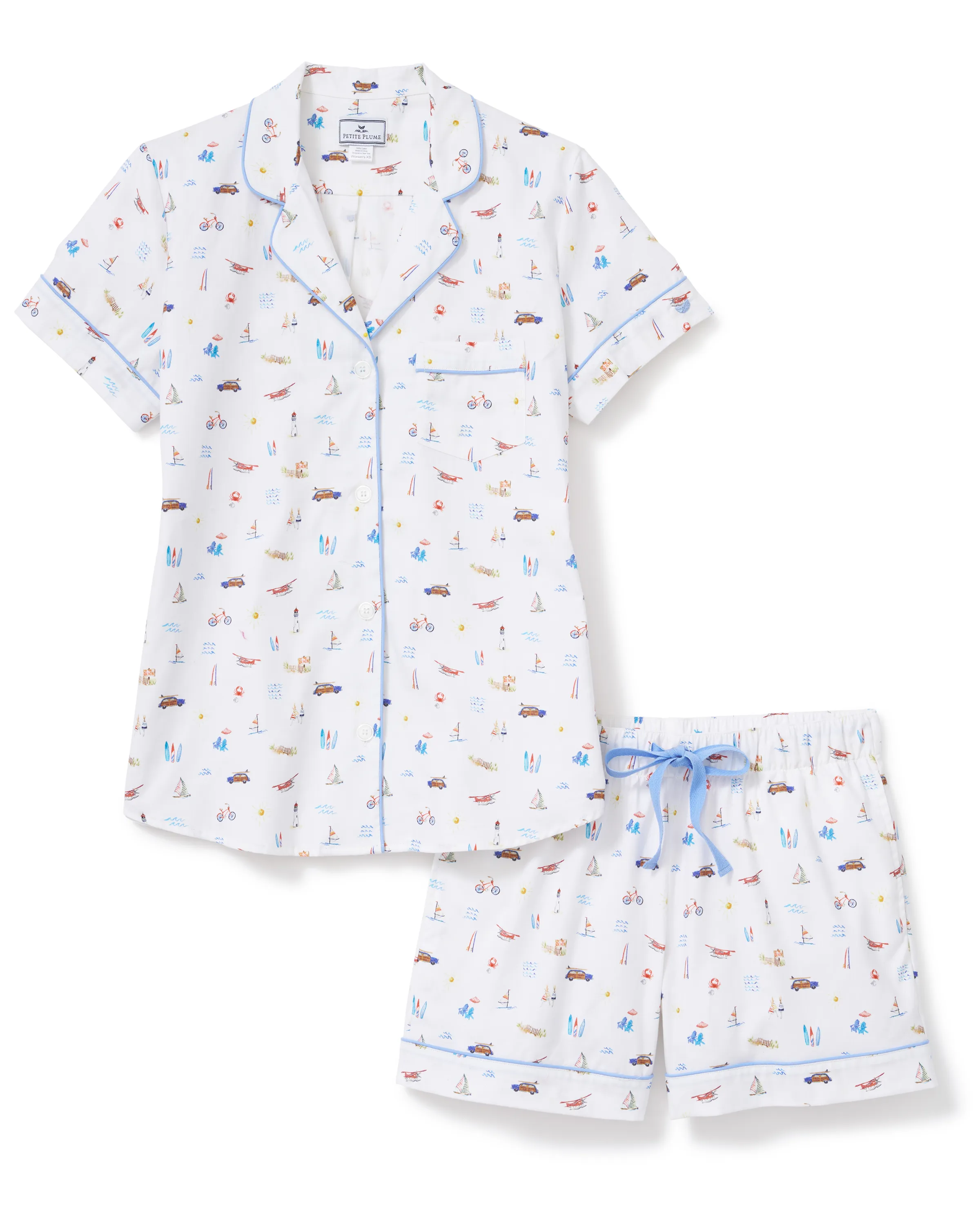 Women's Twill Short Sleeve Short Set in Summer Nostalgia sold by Petite Plume product image thumbnail 5