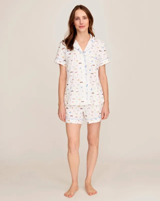 Women's Twill Short Sleeve Short Set in Summer Nostalgia made by Petite Plume