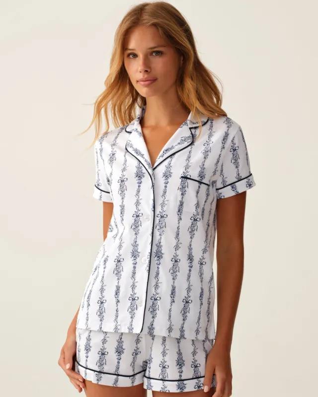 The Poppy Pima Short Set in Navy Mayfair Toile made by Petite Plume