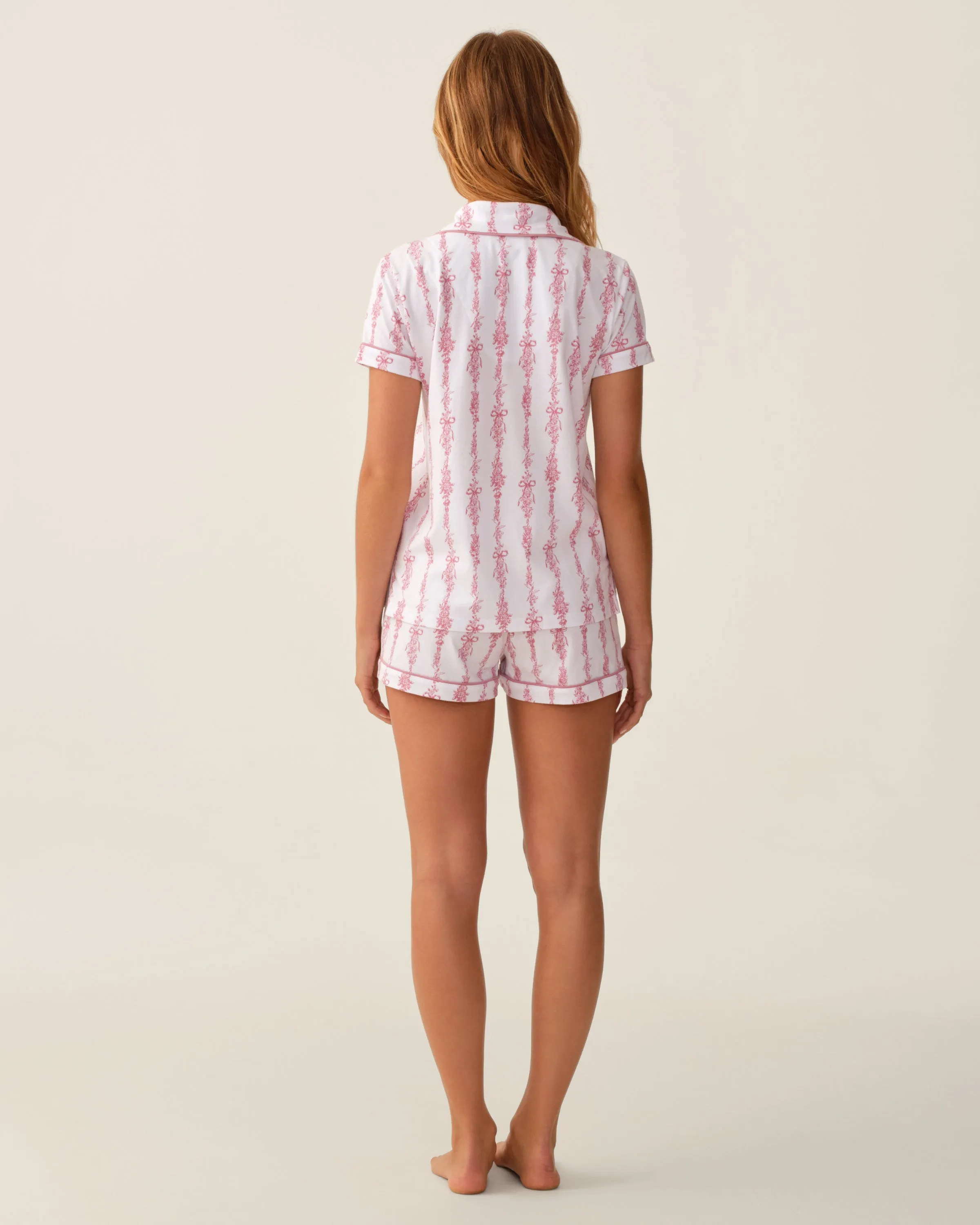 The Poppy Pima Short Set in Pink Mayfair Toile sold by Petite Plume product image thumbnail 4
