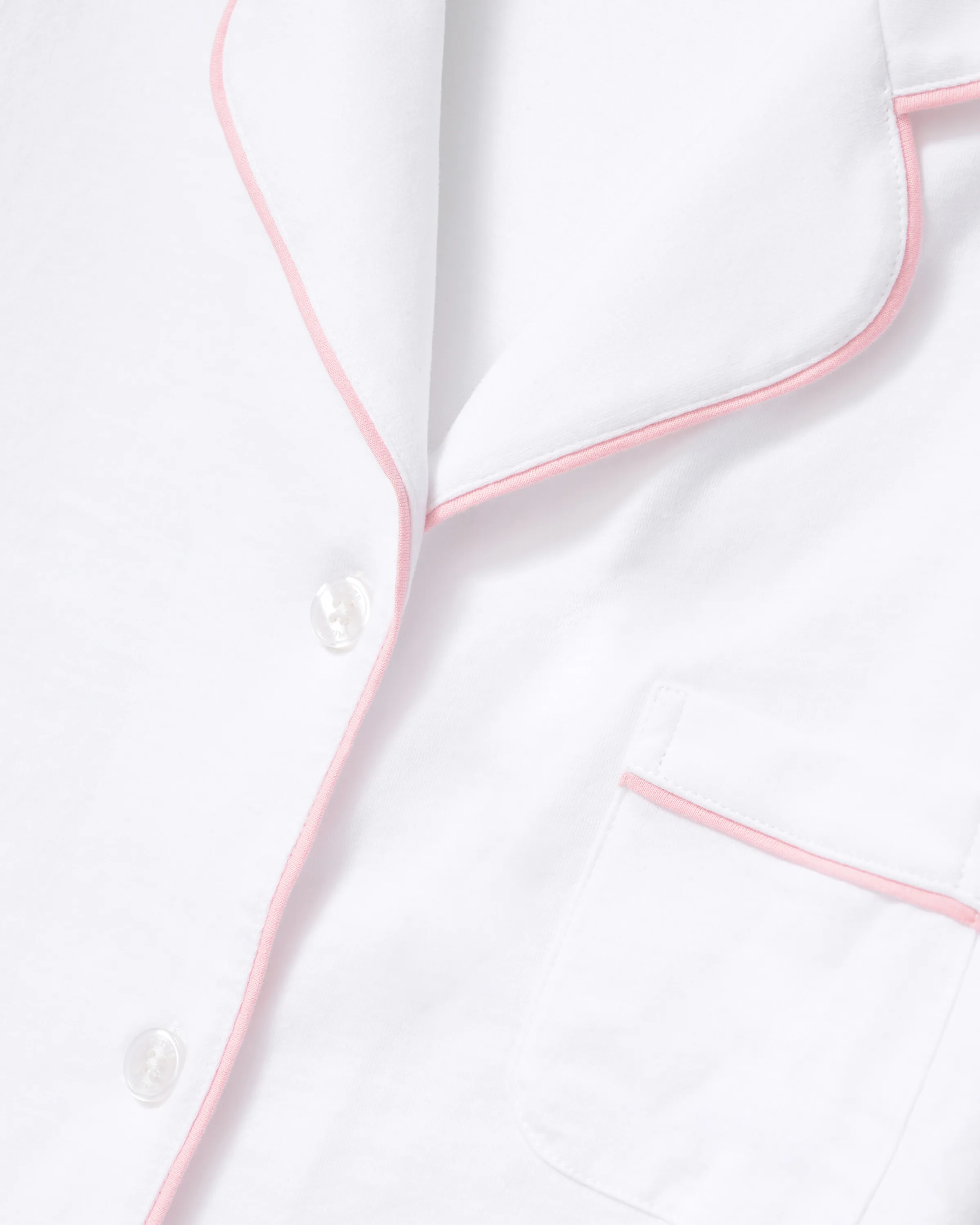 The Poppy Pima Short Set in White with Pink Piping sold by Petite Plume product image thumbnail 5
