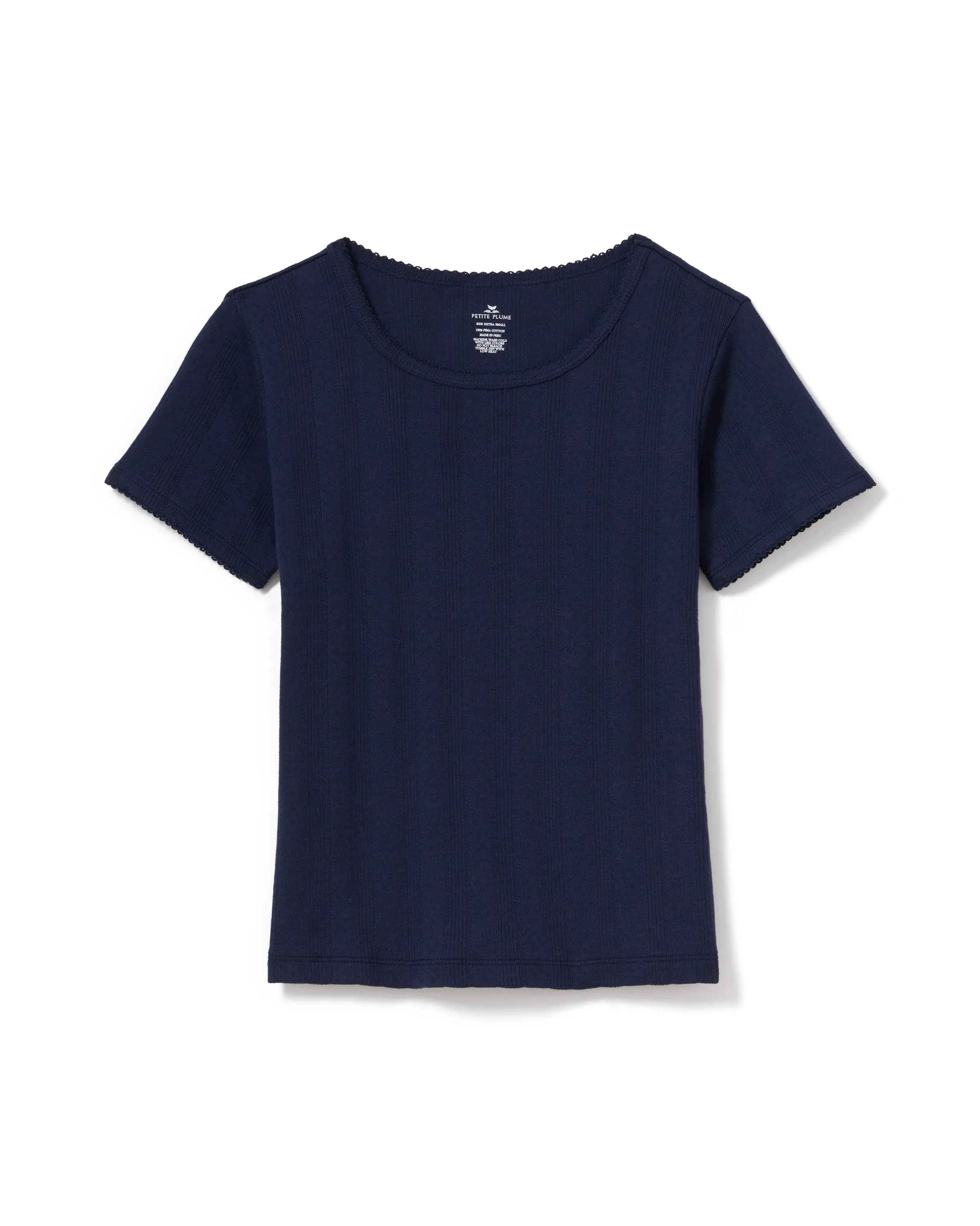Women's Pointelle T-Shirt in Navy sold by Petite Plume product image thumbnail 5