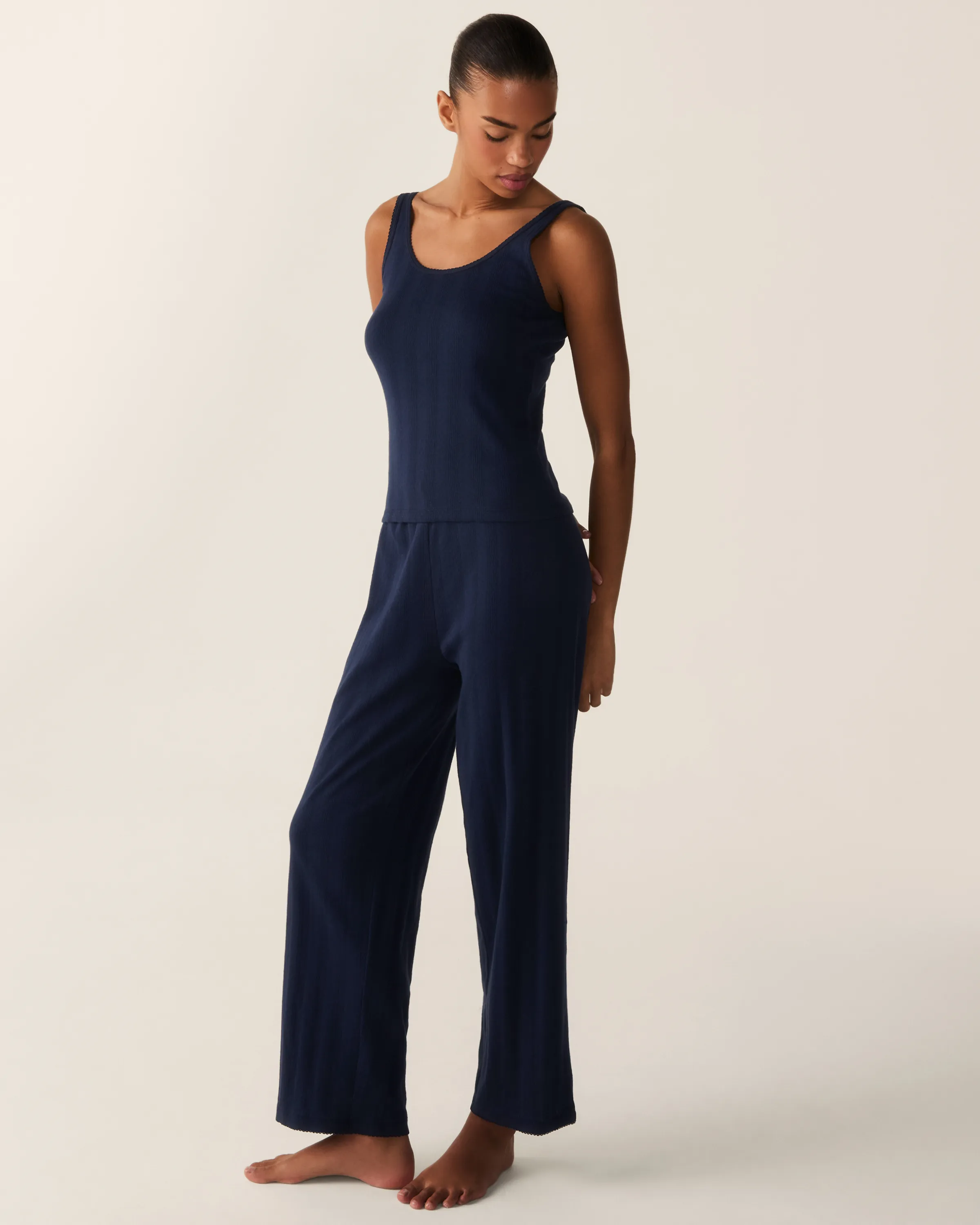 Women's Pointelle Tank in Navy sold by Petite Plume product image thumbnail 2