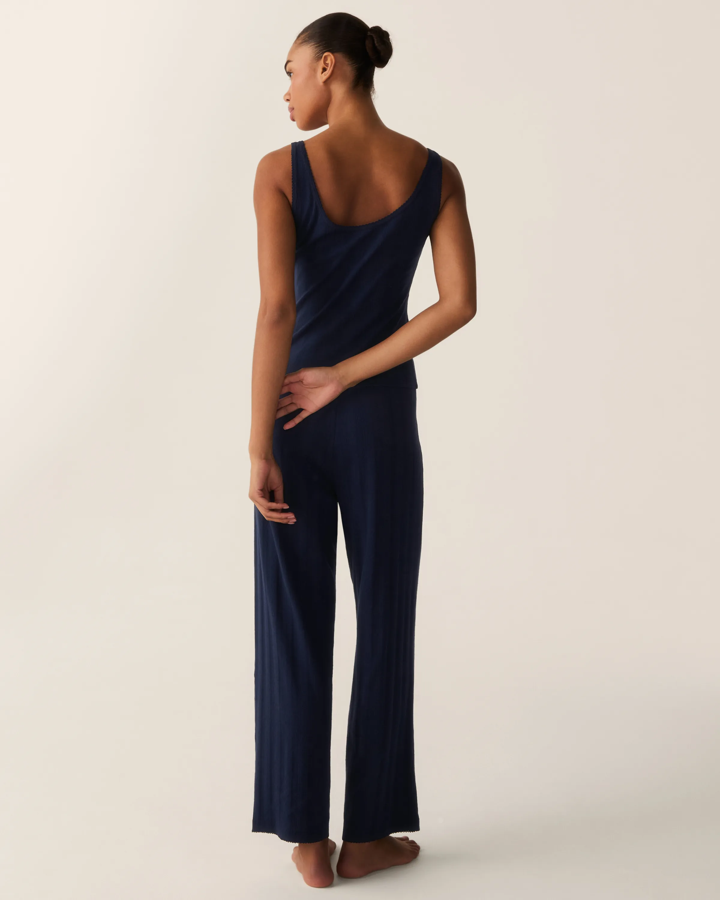Women's Pointelle Tank in Navy sold by Petite Plume product image thumbnail 4