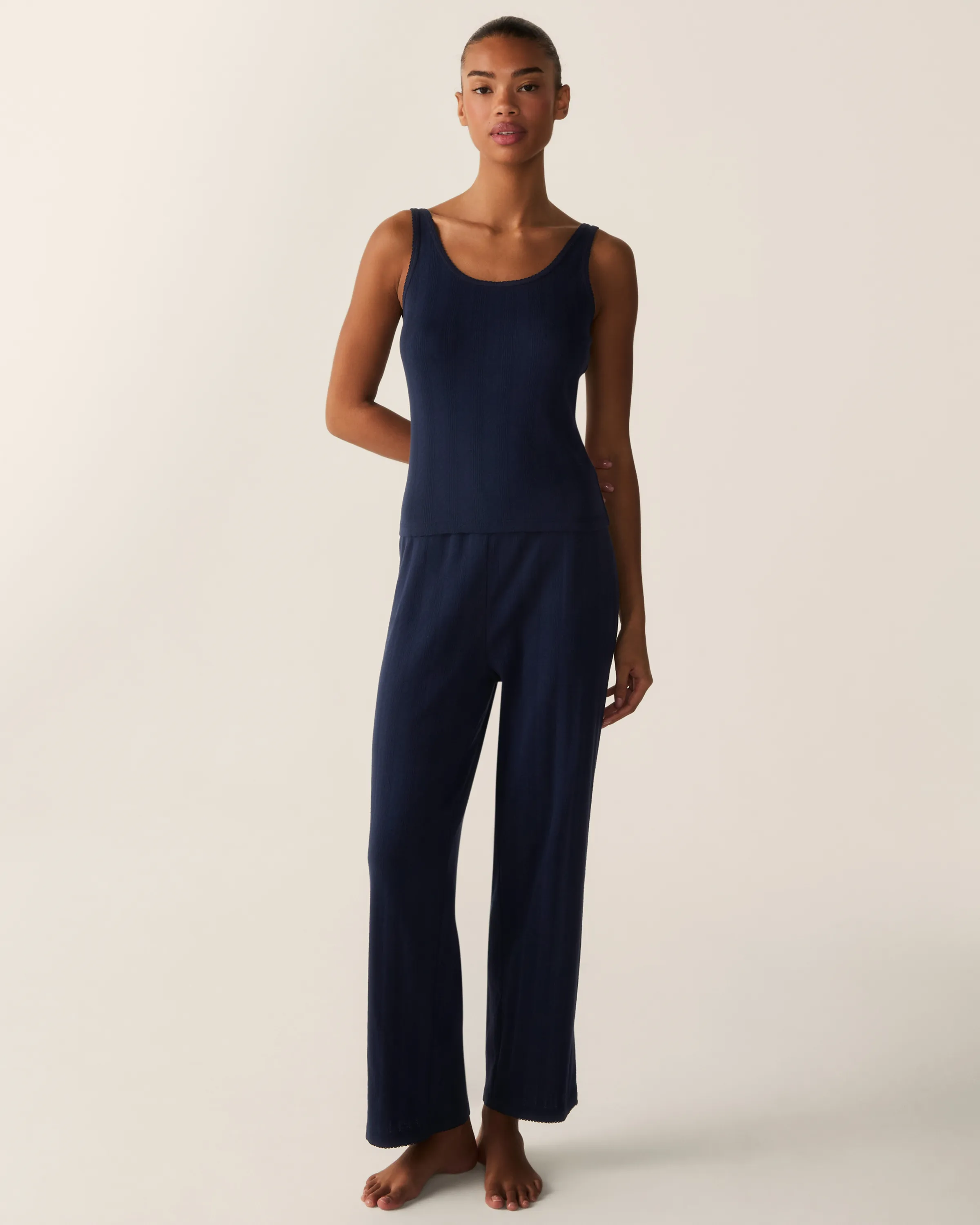 Women's Pointelle Tank in Navy sold by Petite Plume product image thumbnail 3