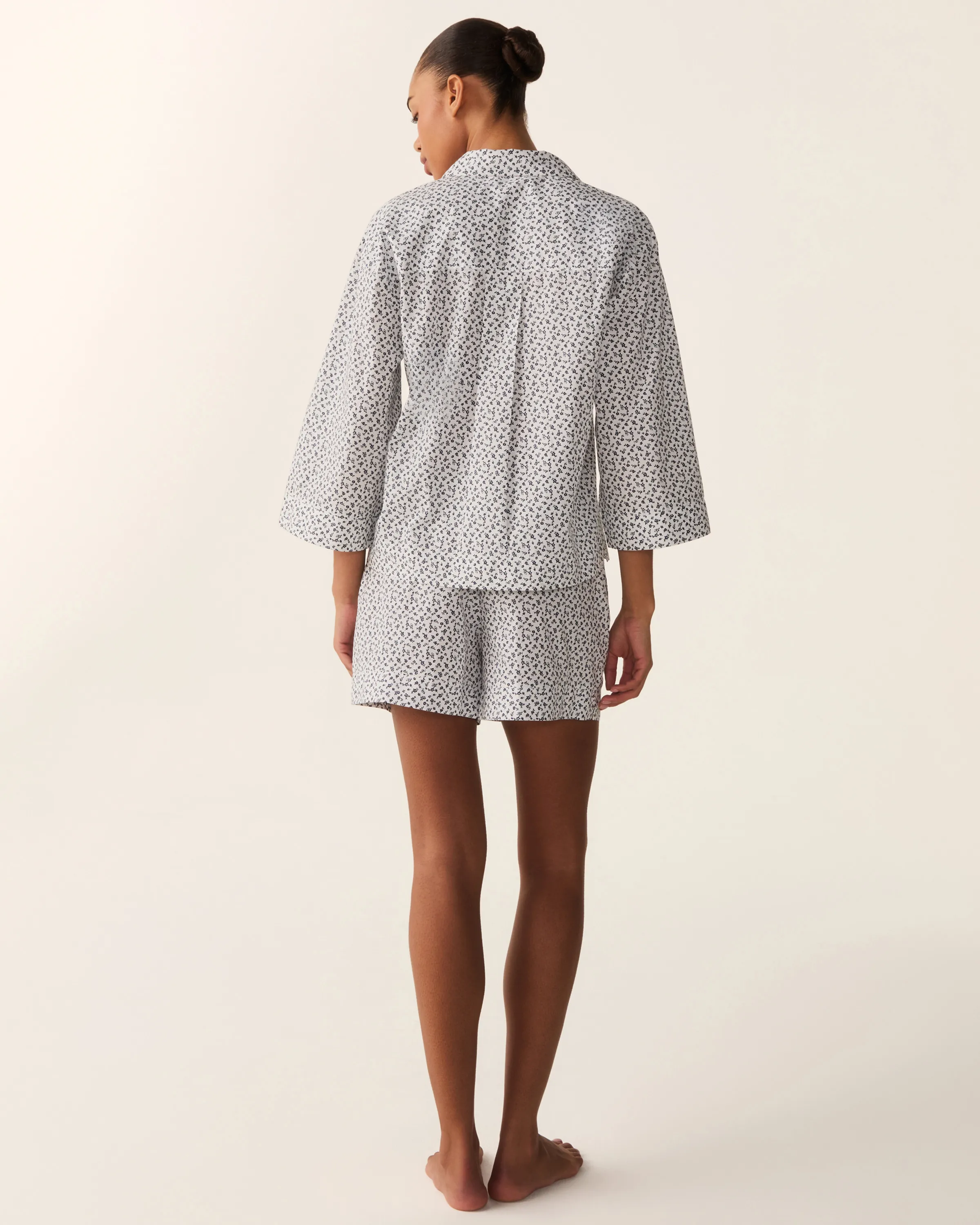 The Olivia Poplin Short Set in Ditsy Waltz White sold by Petite Plume product image thumbnail 4