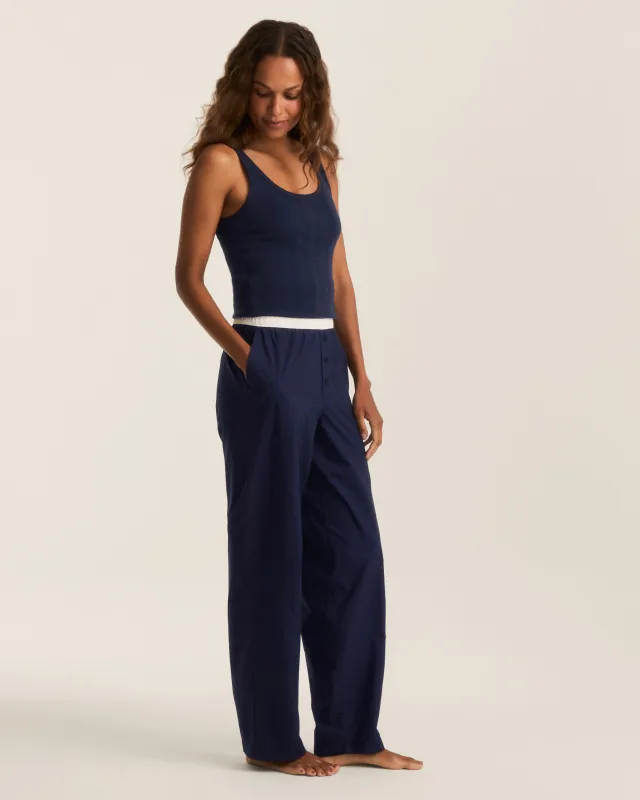 Women's Poplin Romy Pants in Navy made by Petite Plume