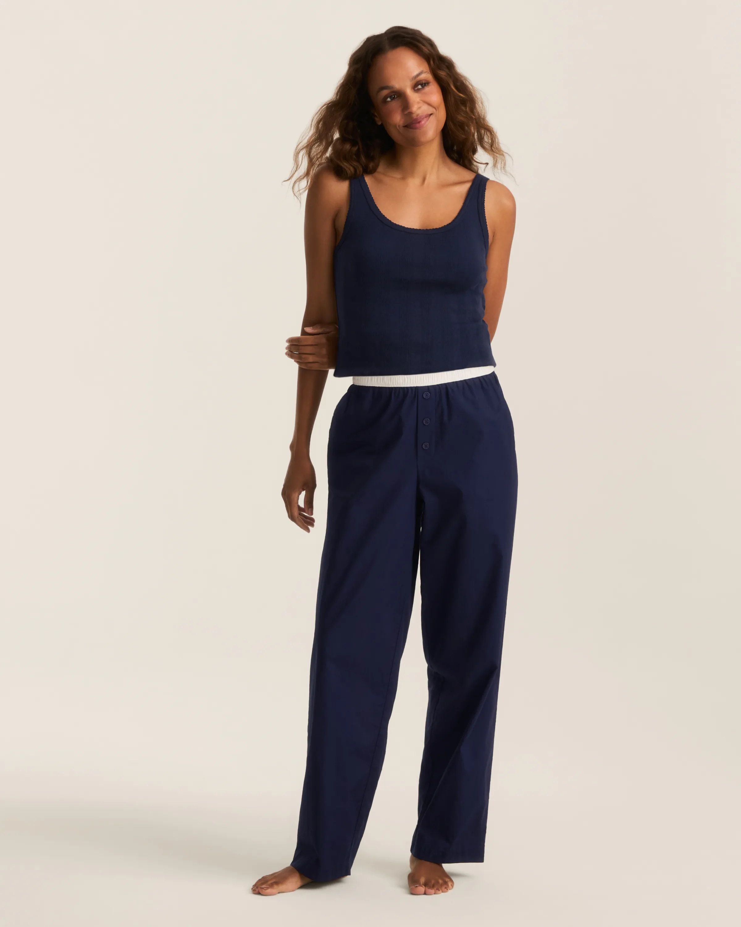 Women's Poplin Romy Pants in Navy sold by Petite Plume product image thumbnail 3