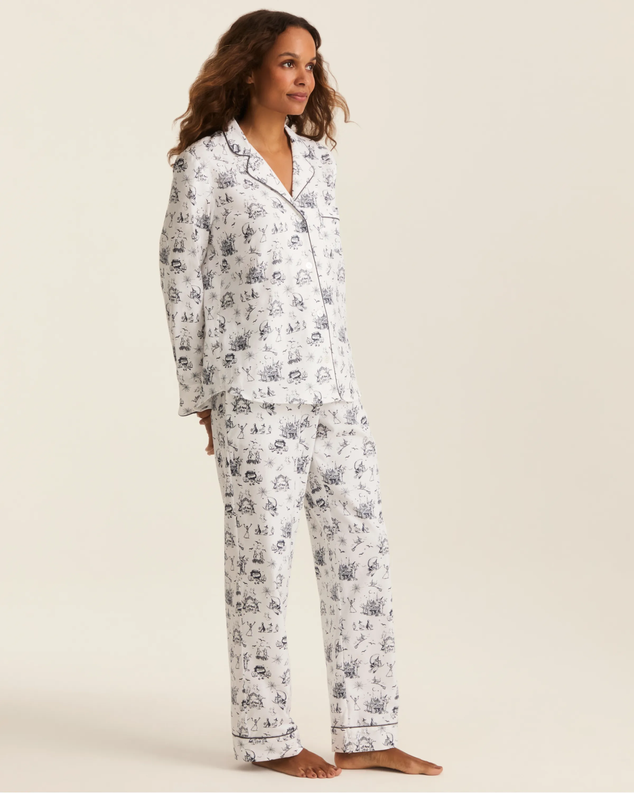 Women's Twill Pajama Set in Hallow's Eve Toile sold by Petite Plume product image thumbnail 3