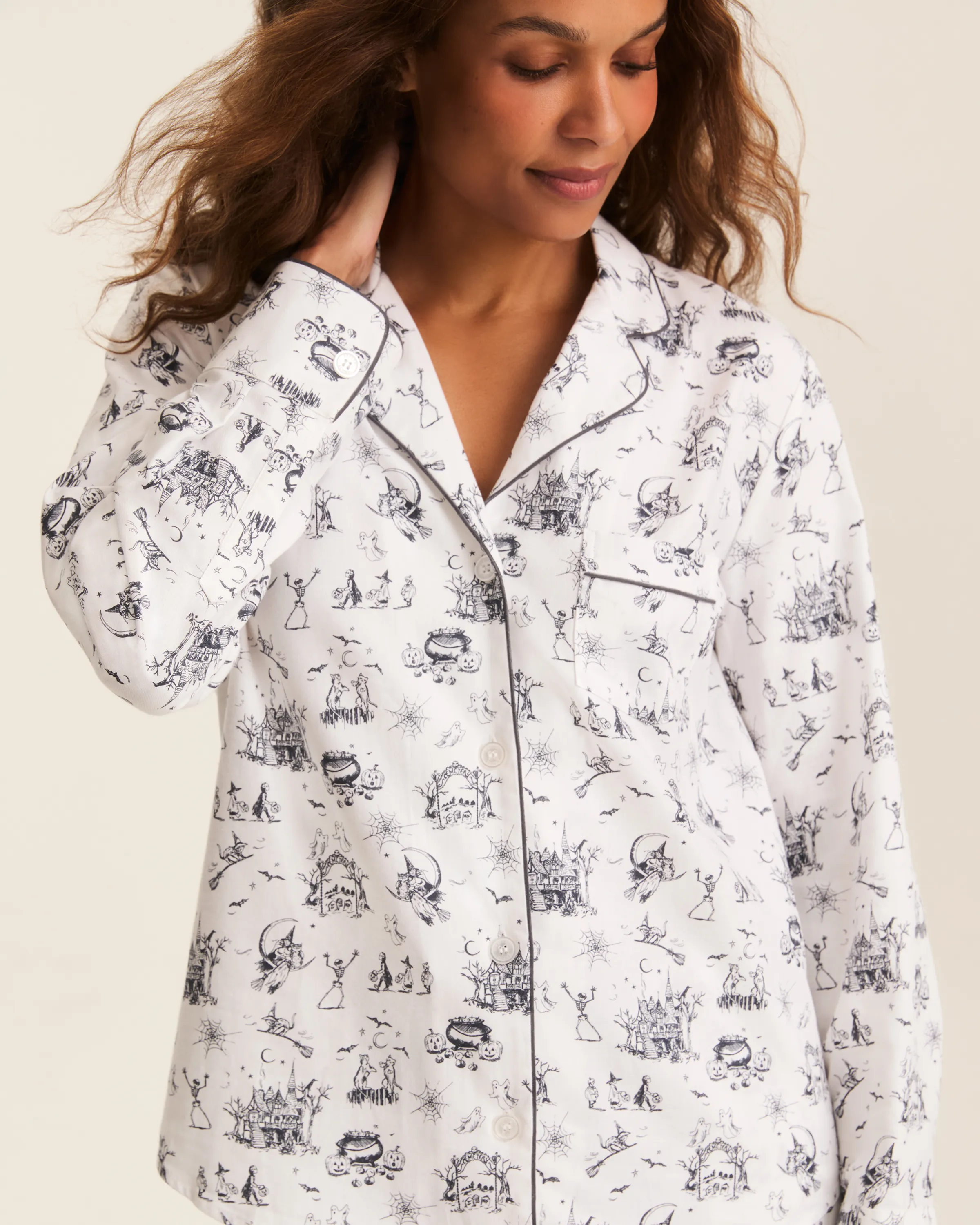 Women's Twill Pajama Set in Hallow's Eve Toile sold by Petite Plume product image thumbnail 2