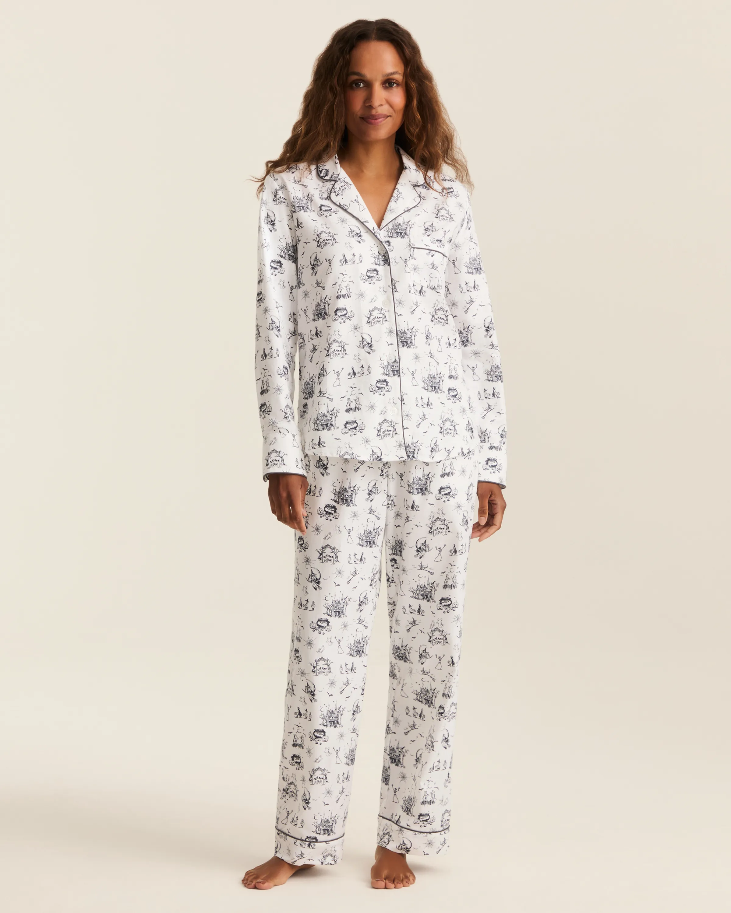 Women's Twill Pajama Set in Hallow's Eve Toile sold by Petite Plume