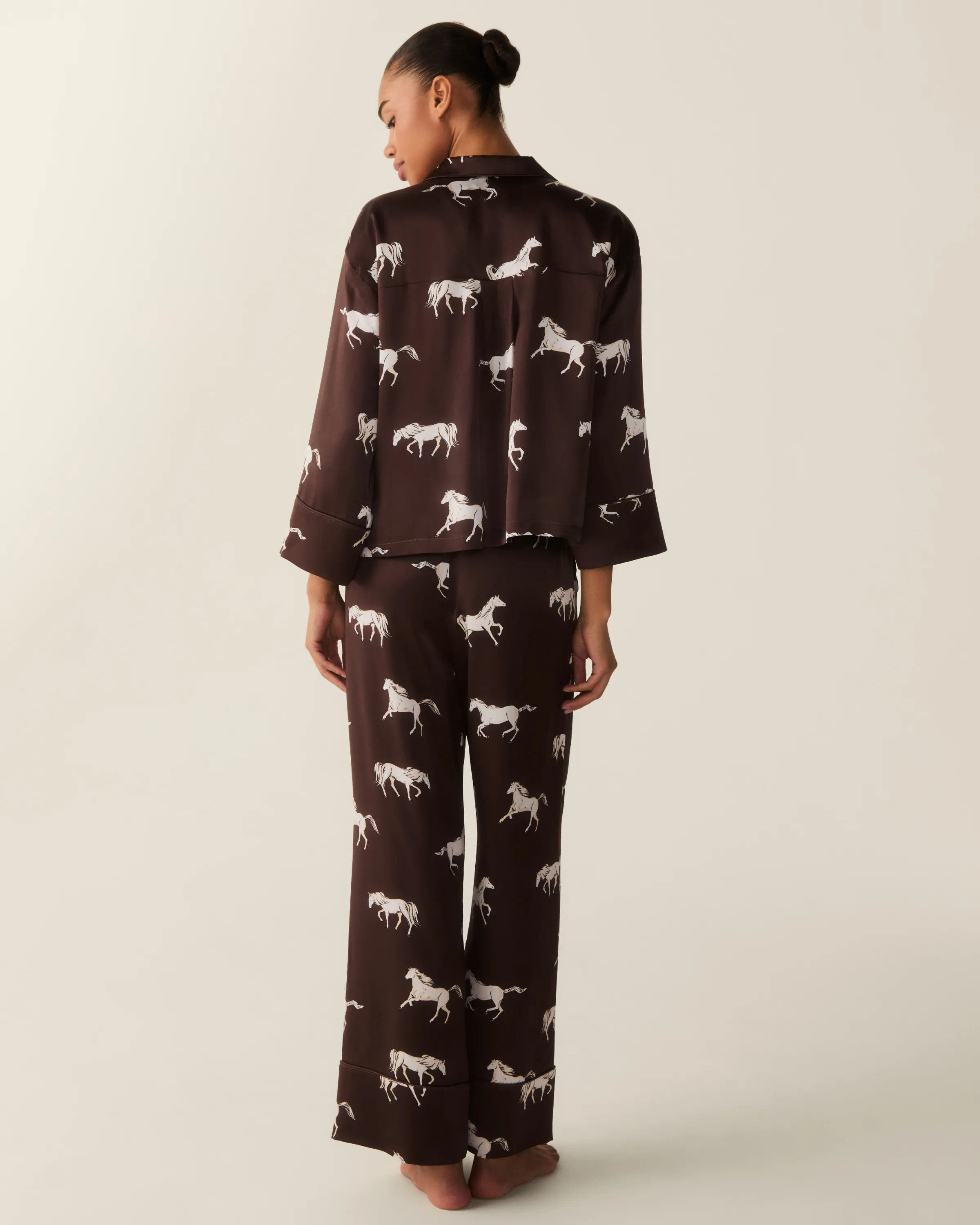 The Celine Silk Pajama Set in Highgrove Equestrian sold by Petite Plume product image thumbnail 4