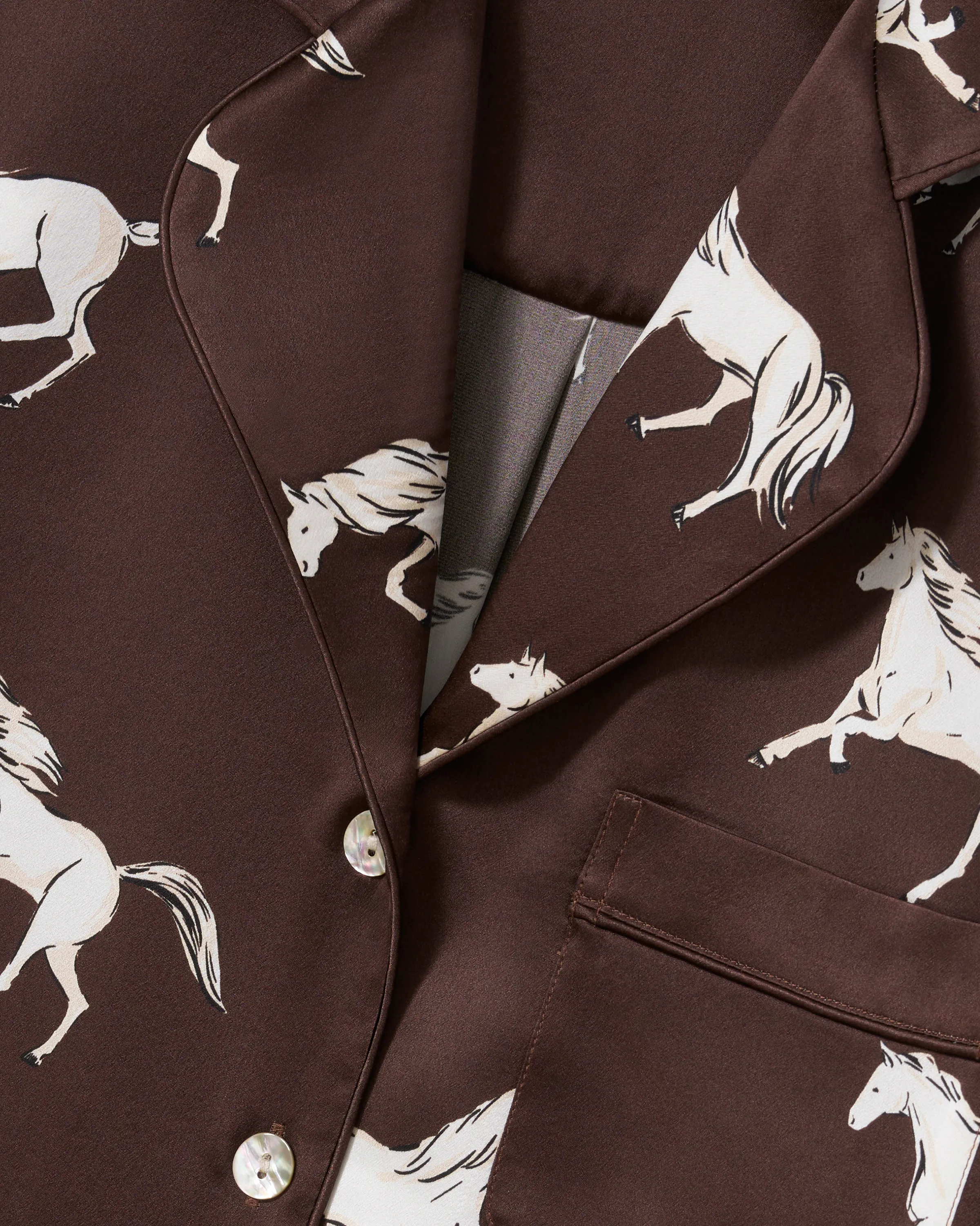 The Celine Silk Pajama Set in Highgrove Equestrian sold by Petite Plume product image thumbnail 5