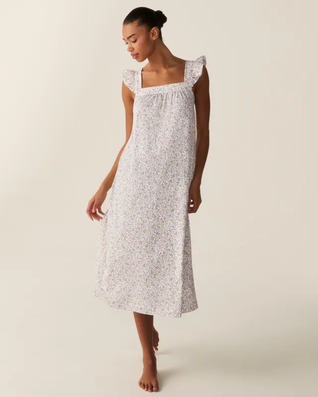 Women's Pima Clara Nightgown in Meadow Bloom made by Petite Plume