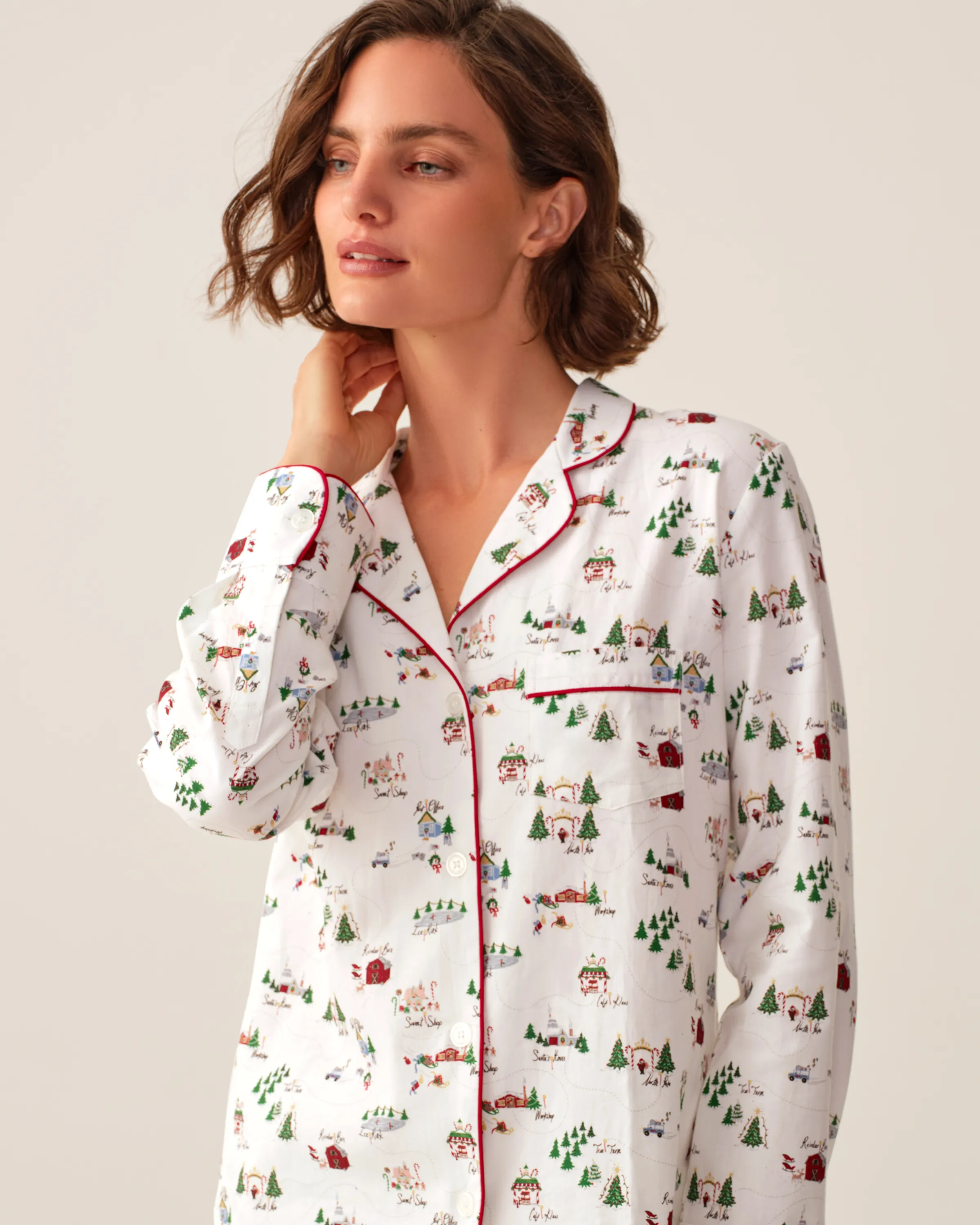 Women's Twill Pajama Set in North Pole Chronicles sold by Petite Plume product image thumbnail 2