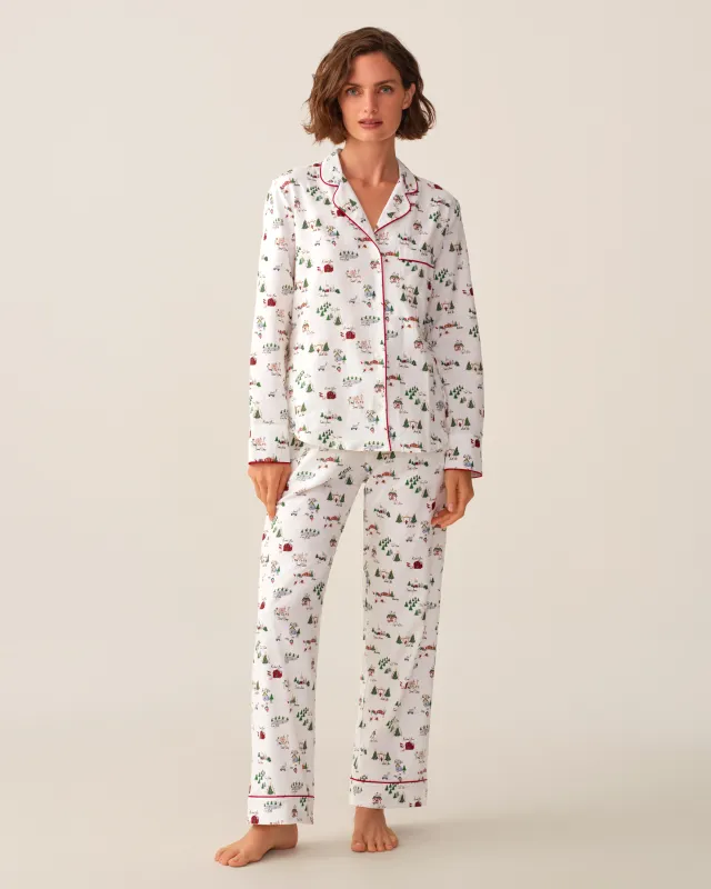 Women's Twill Pajama Set in North Pole Chronicles made by Petite Plume