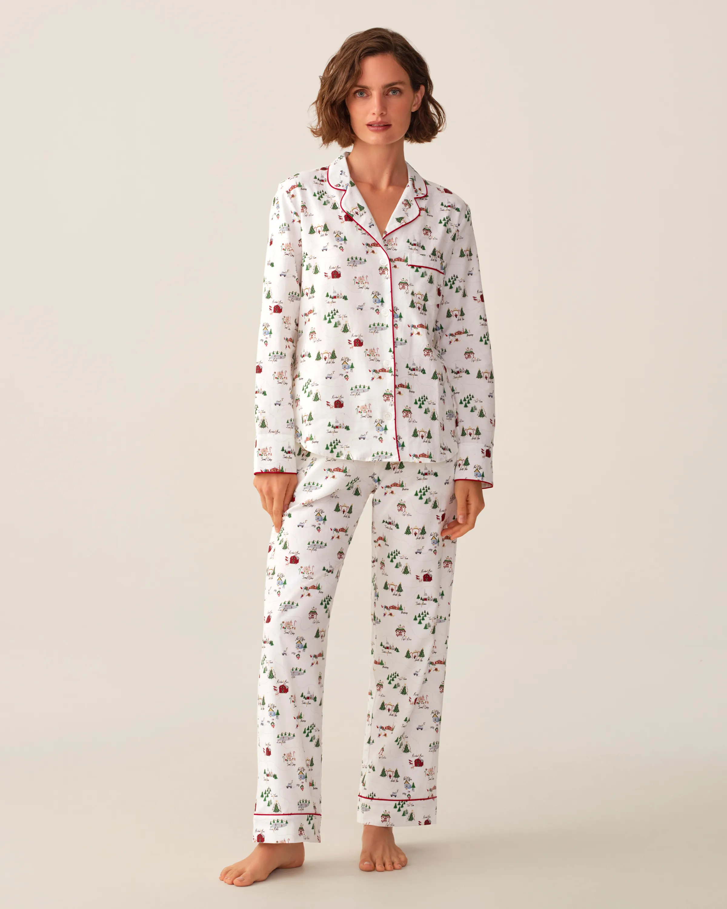 Women's Twill Pajama Set in North Pole Chronicles sold by Petite Plume