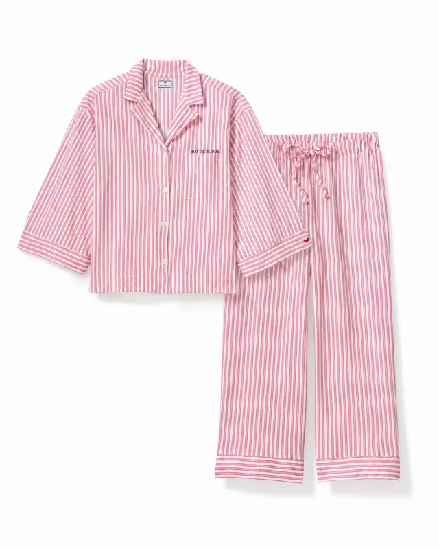 The Olivia Wide Leg Pima Pajama Set with "Hotty Toddy" Embroidery made by Petite Plume