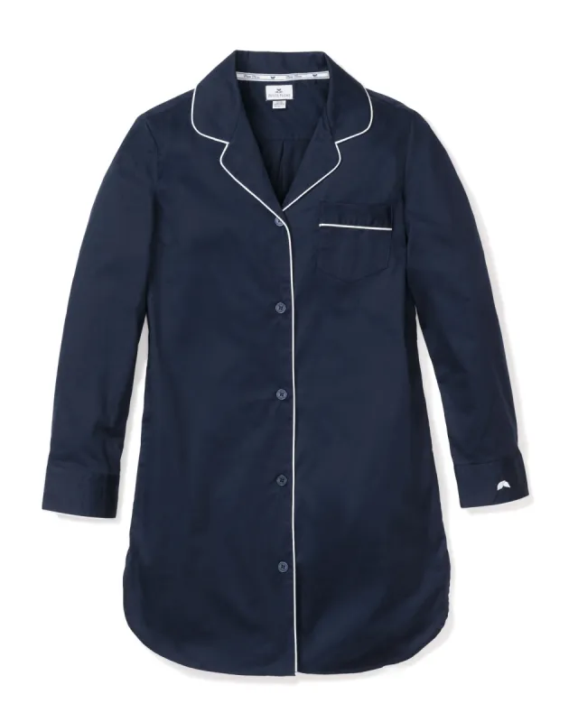 Women's Twill Nightshirt in Navy sold by Petite Plume