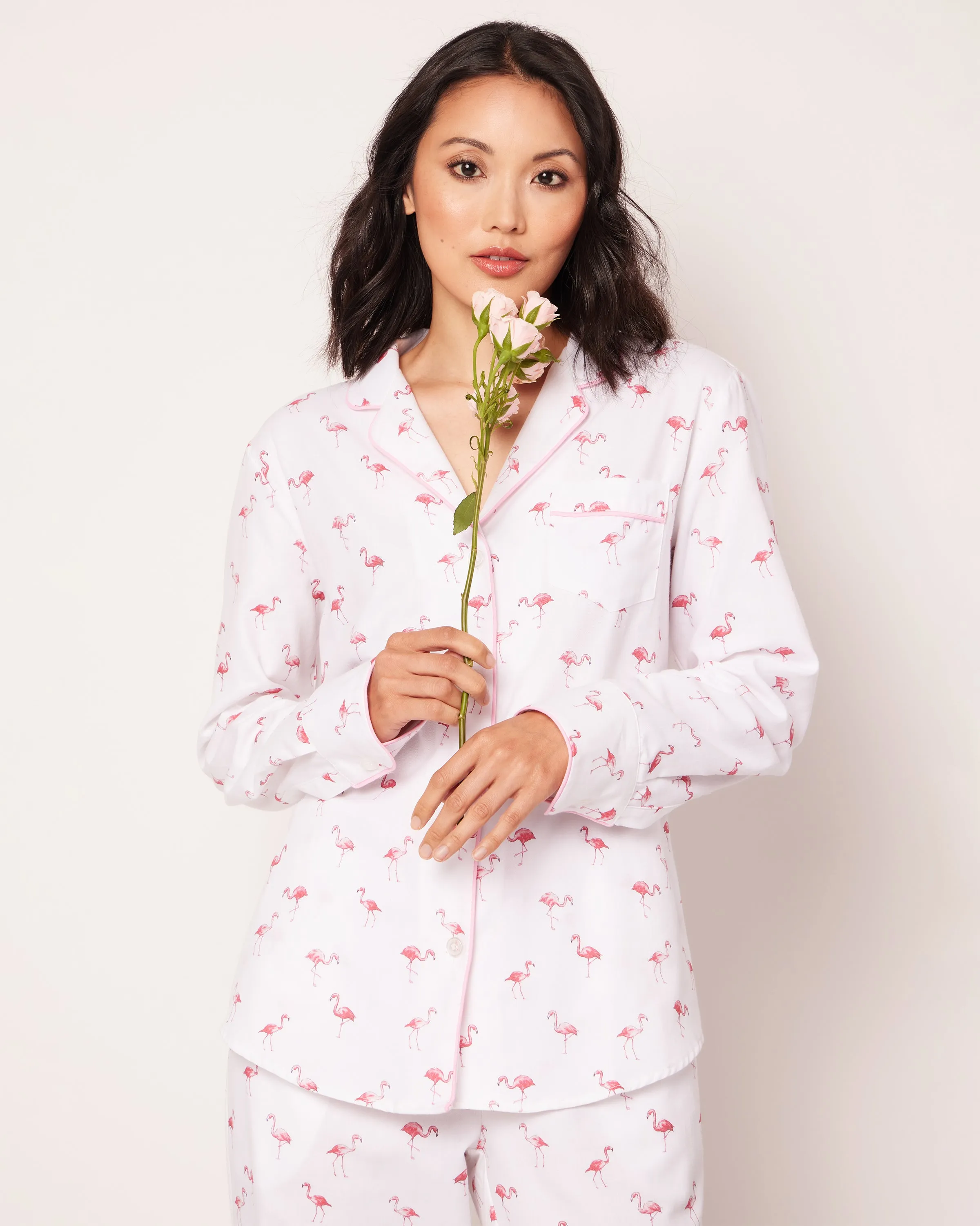 Women's Twill Pajama Set in Flamingos sold by Petite Plume product image thumbnail 3