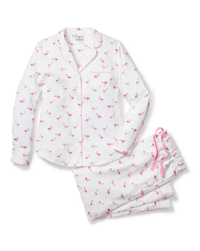 Women's Twill Pajama Set in Flamingos sold by Petite Plume